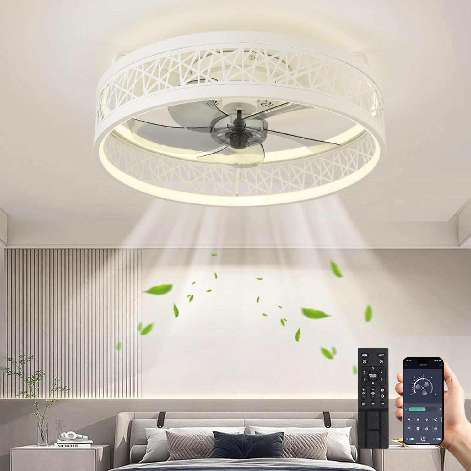 Ventilatore da Soffitto con Illuminazione LED 60W, Bianco