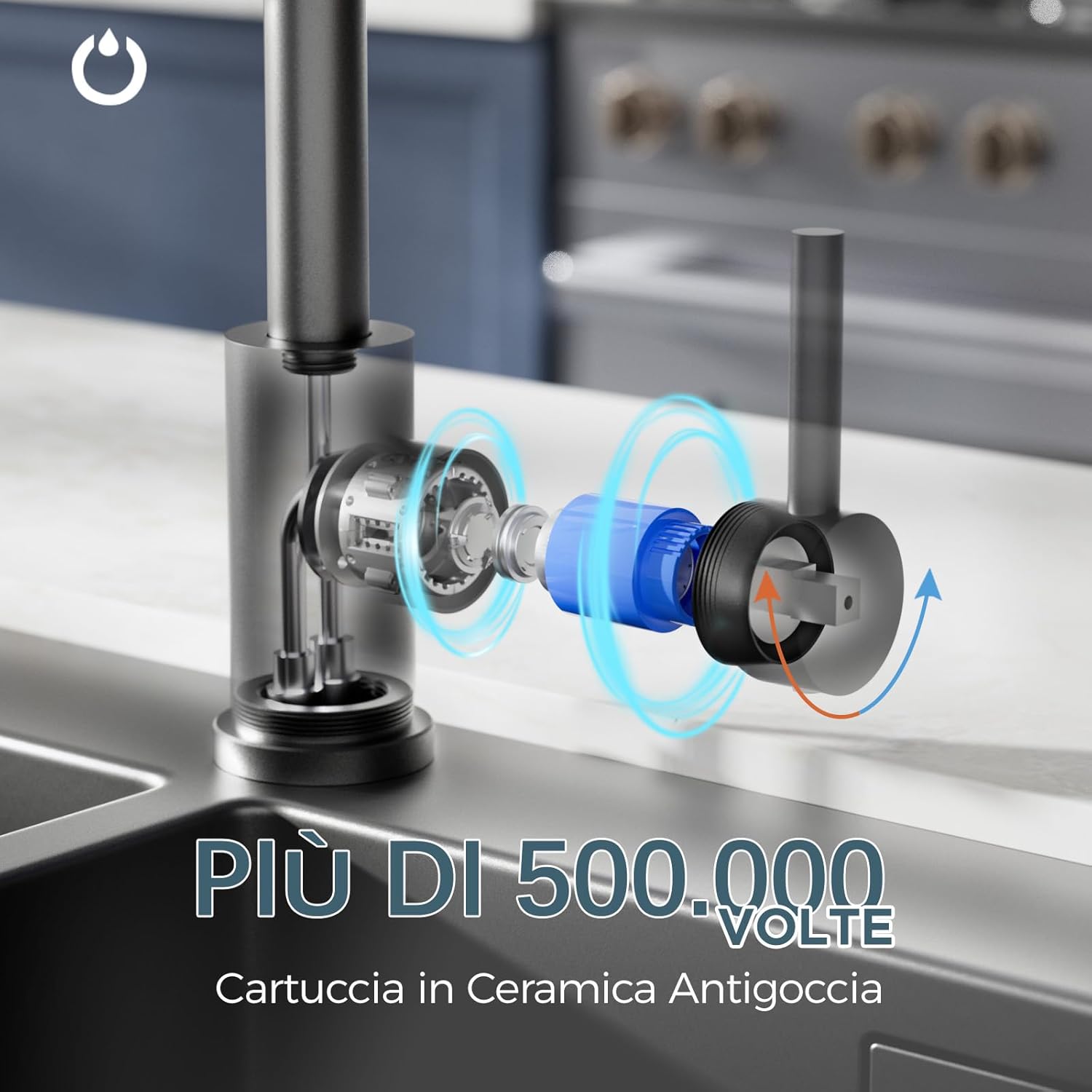 Forious Rubinetto Lavello Cucina Nero Girevole 360° - immagine 2