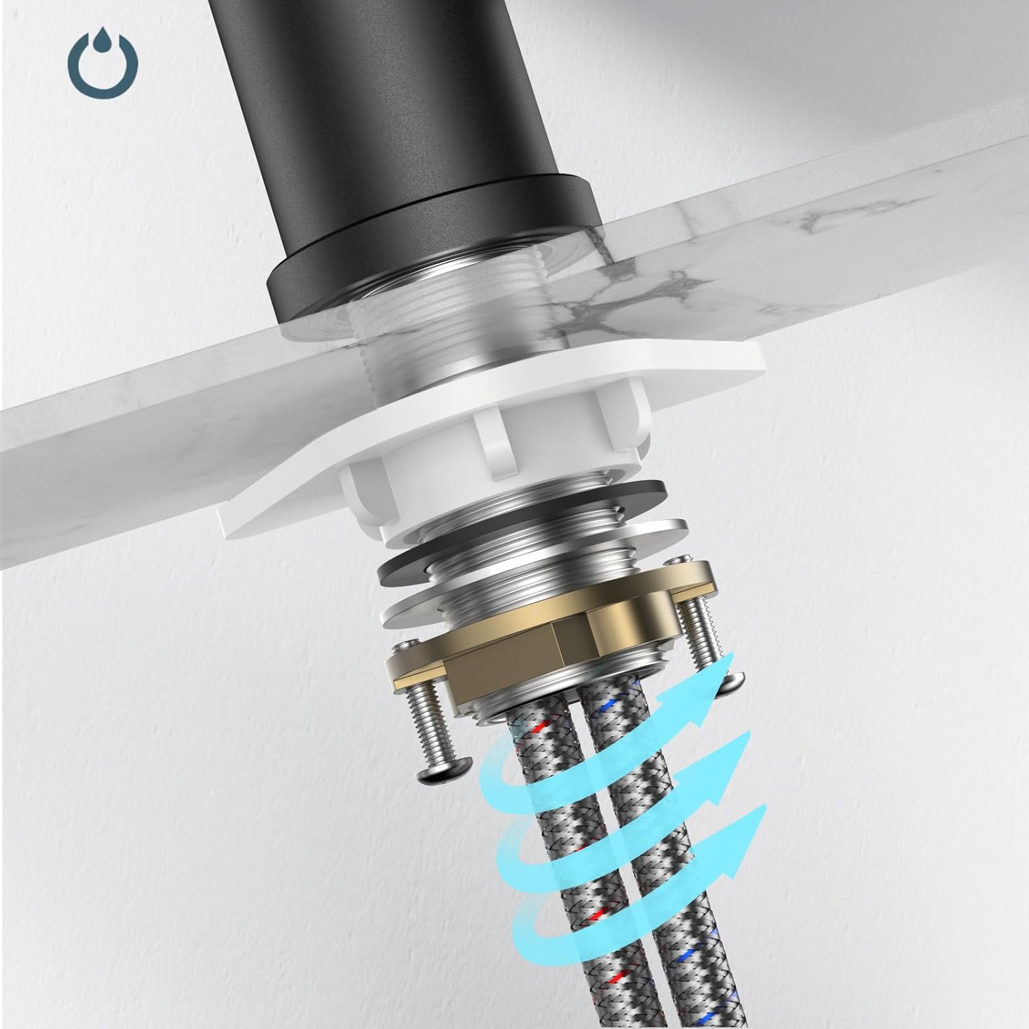 Forious Rubinetto Lavello Cucina Nero Girevole 360° - immagine 5