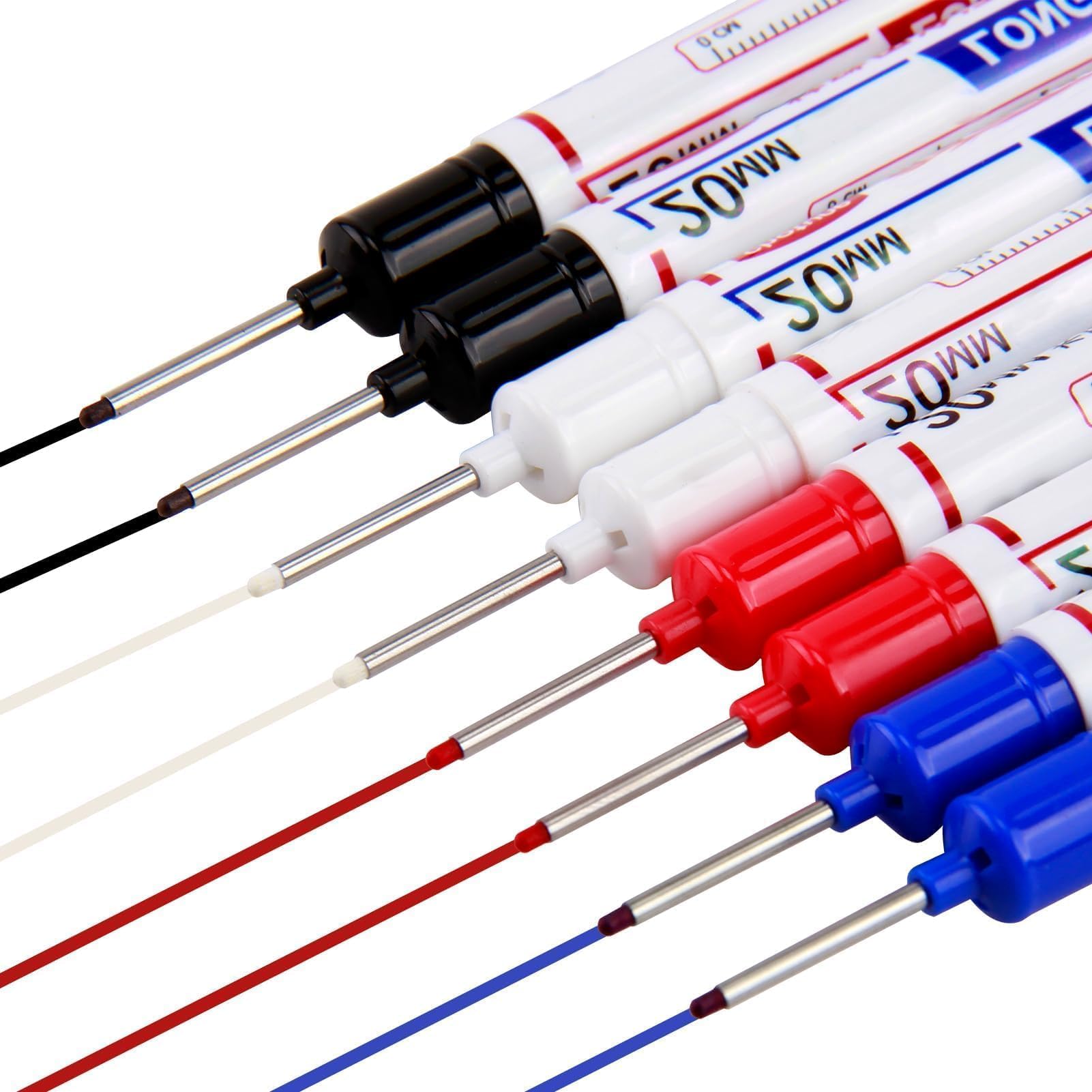 8 Pennarelli per Fori Profondi 20mm - Neri, Blu, Rossi, Bianchi