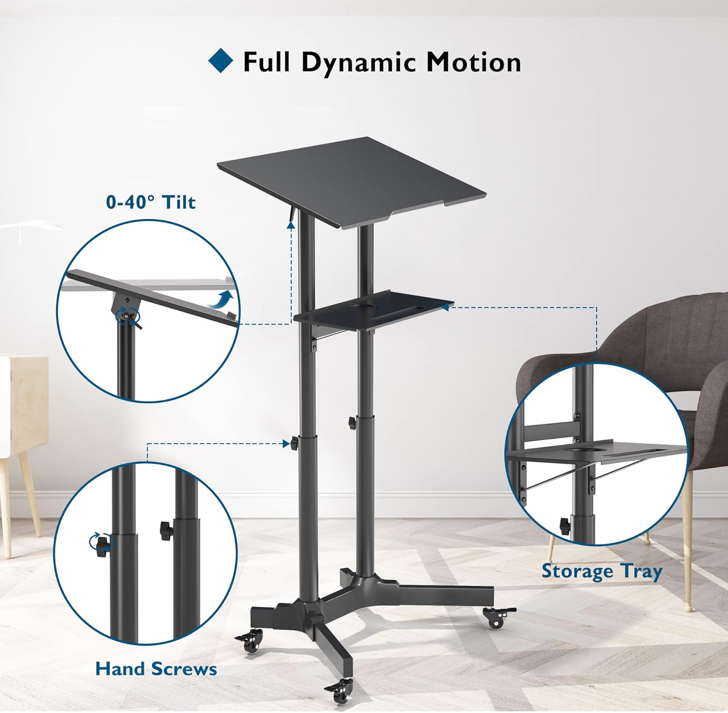 Bontec Laptop Stand Mobile Supporto Portatile, Nero - immagine 4