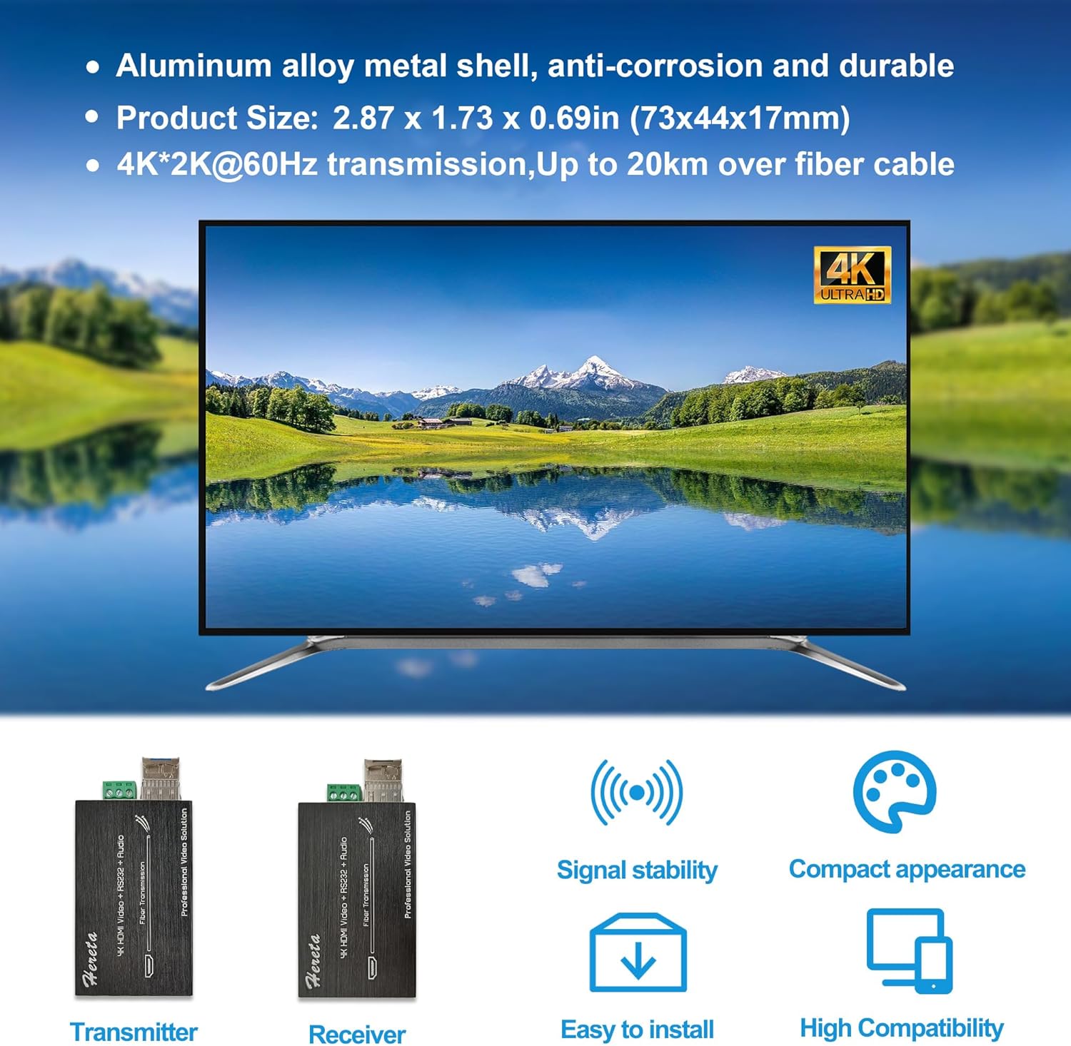 Mini Convertitore Fibra HD 4K HDMI con RS232 - immagine 2