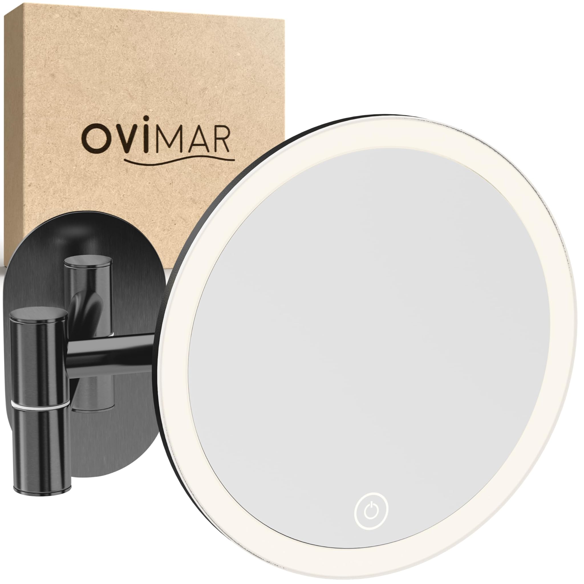 Ringstind Specchio Cosmetico Gunmetal con Illuminazione 5x