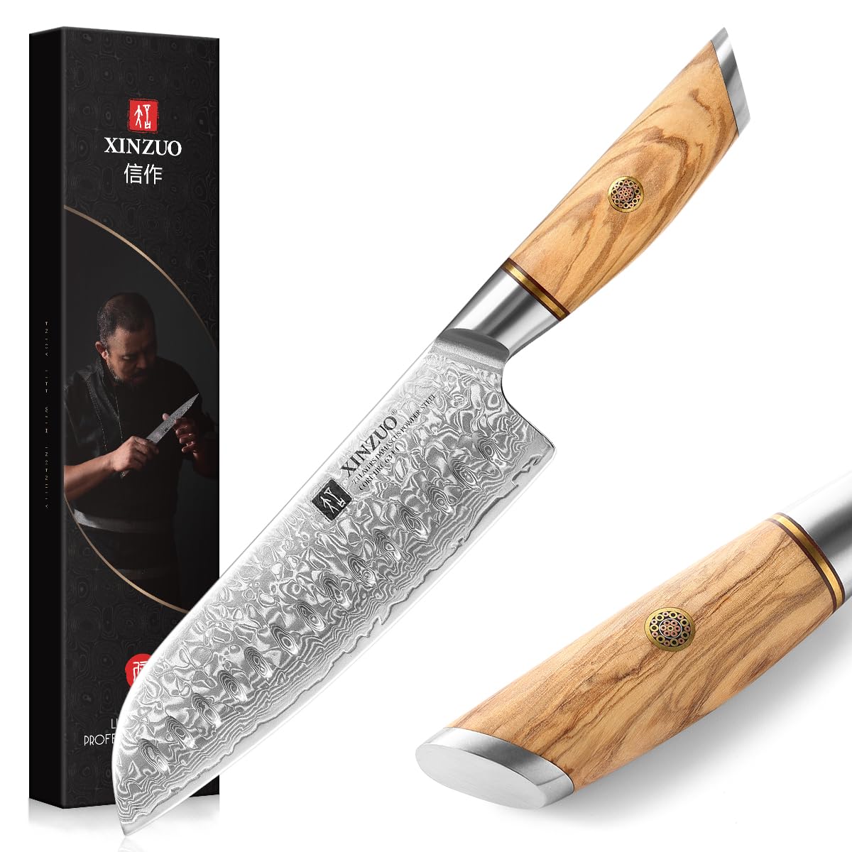 Xinzuo Coltello Santoku 18.2cm Acciaio Damasco