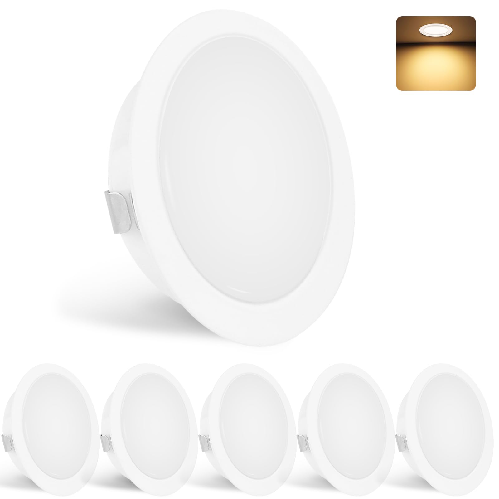 Yindalux Set 6 Faretti LED Incasso 3W 3000K IP44 Bianco