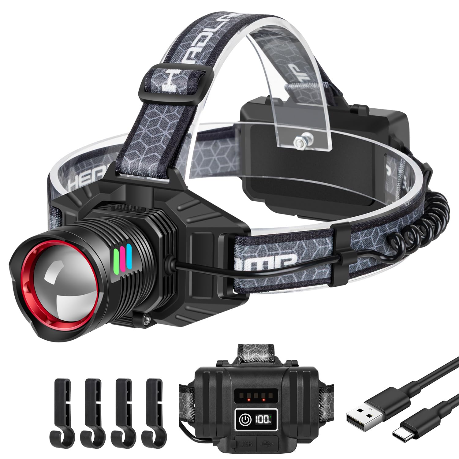 PEAKRO Torcia Frontale LED Ricaricabile 90000 Lumen