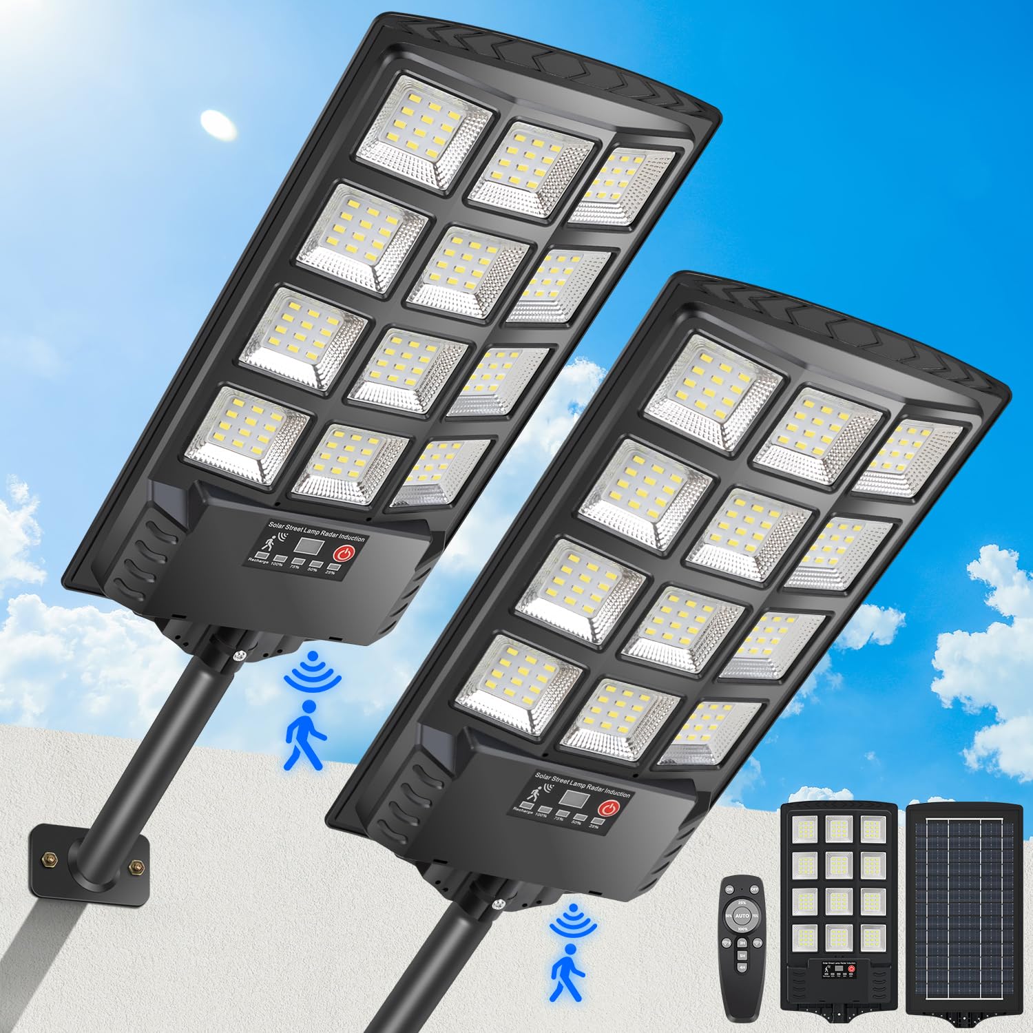 Peakro Lampione Solare Esterno 144 LED 6000K (2 pz)