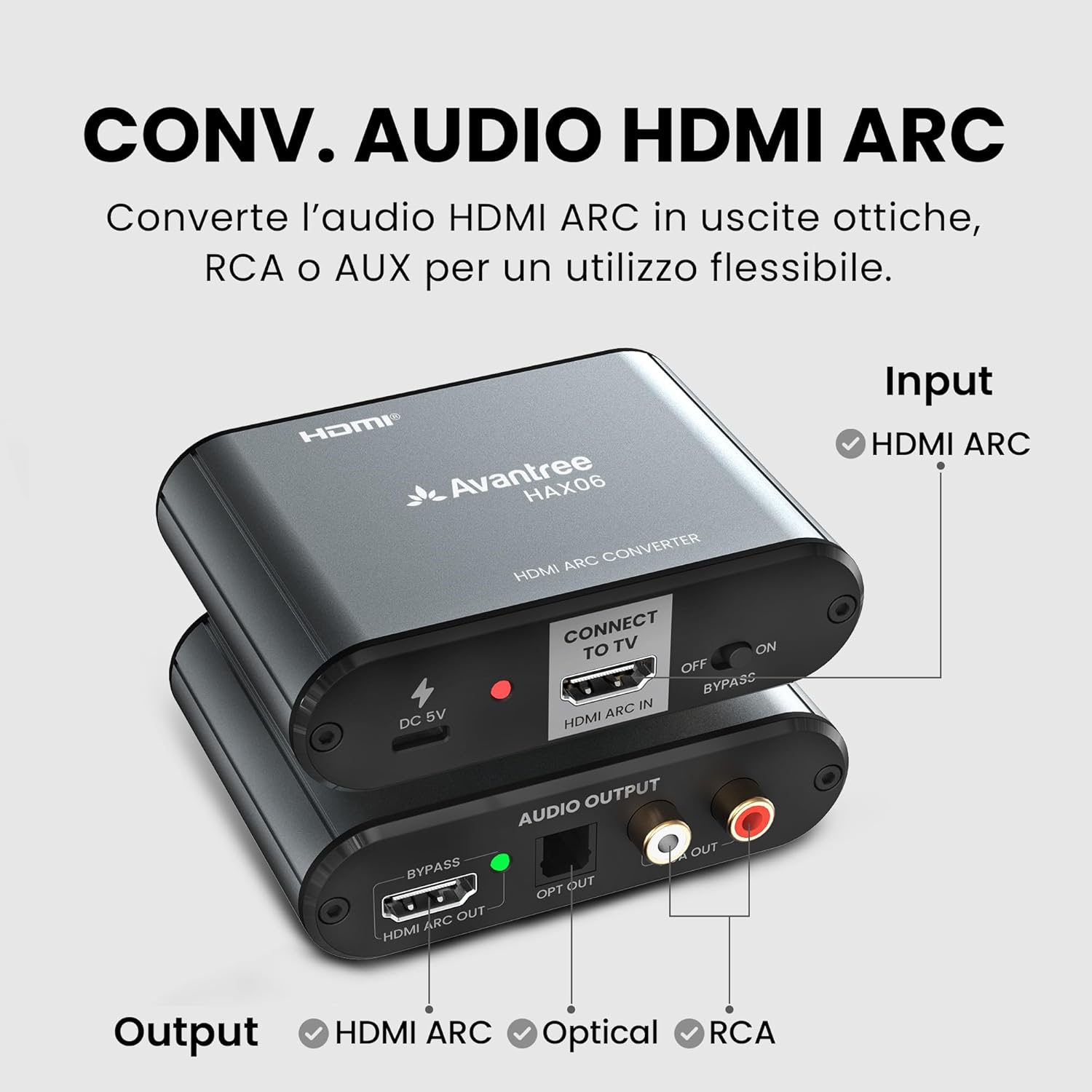 Avantree HAX06 - Estrattore Audio HDMI ARC Passthrough - immagine 2