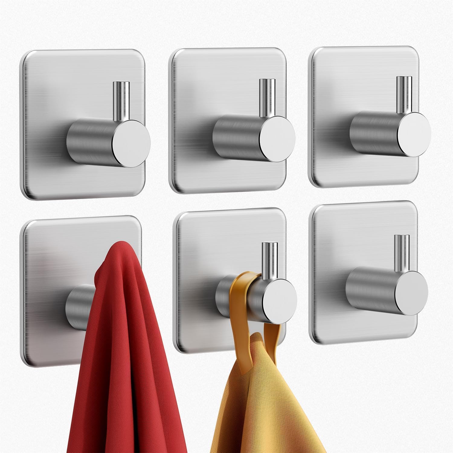 Auxmir Ganci Adesivi - 6 pz Acciaio Inox, Argento