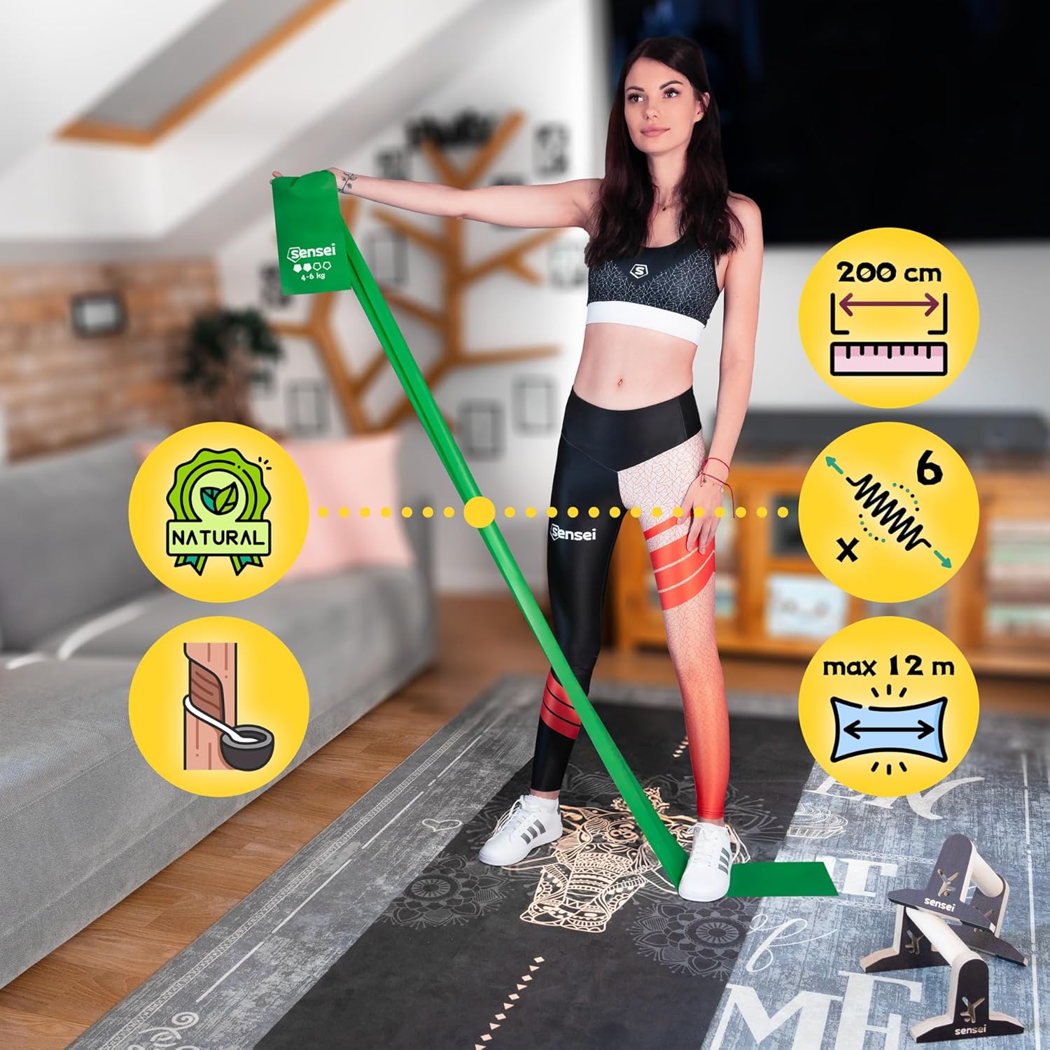 Sensei® Set Fasce Elastiche Fitness 2m - immagine 3