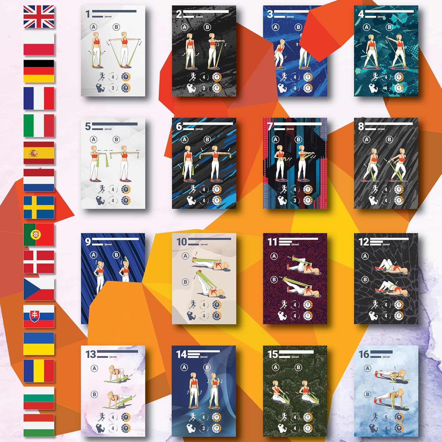 Sensei® Set Fasce Elastiche Fitness 2m - immagine 5