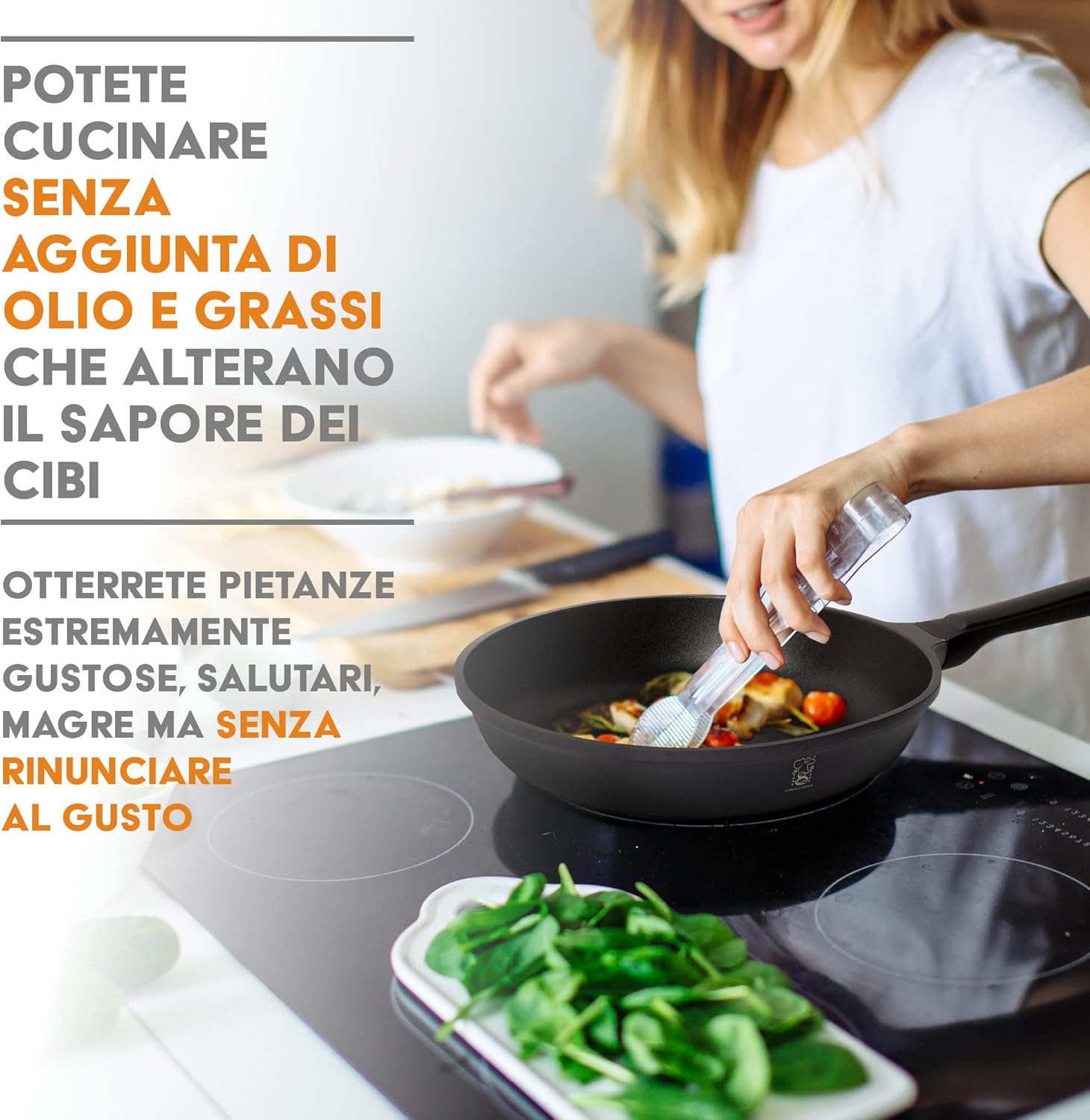 Stone&stone Padella Antiaderente 28cm Induzione con Coperchio - immagine 7