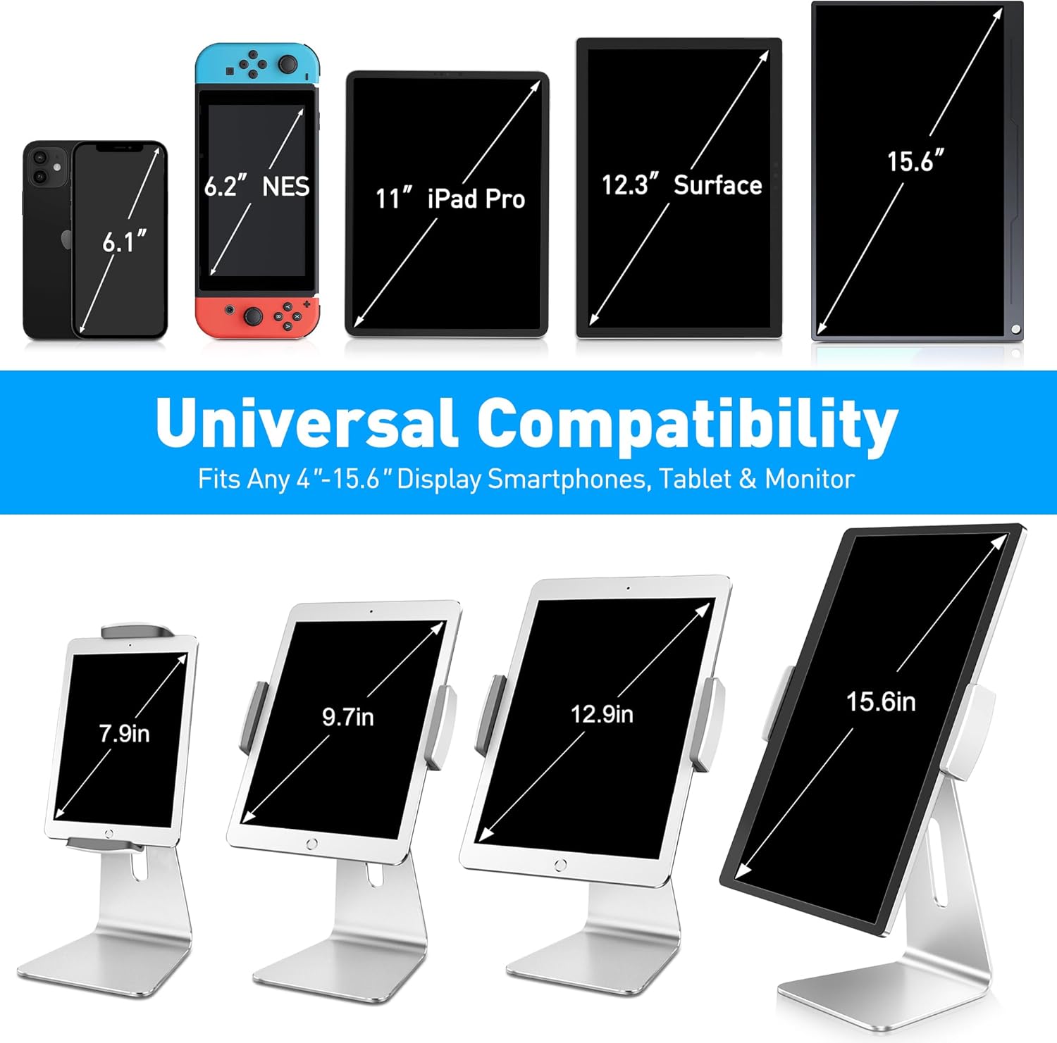 Abovetek Supporto Girevole in Alluminio per iPad Pro/Air/Mini - immagine 2