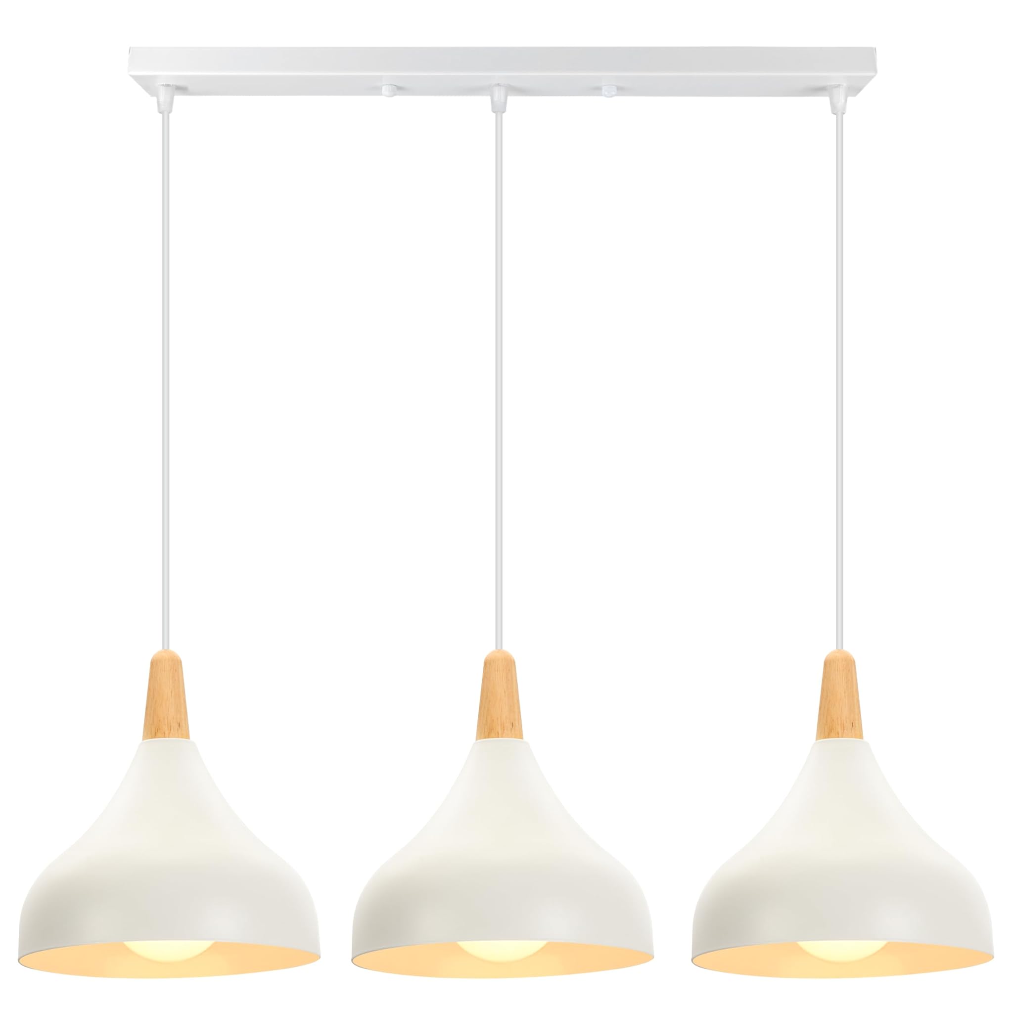 Idegu Lampadario a Sospensione Retrò 3 Luci, Bianco