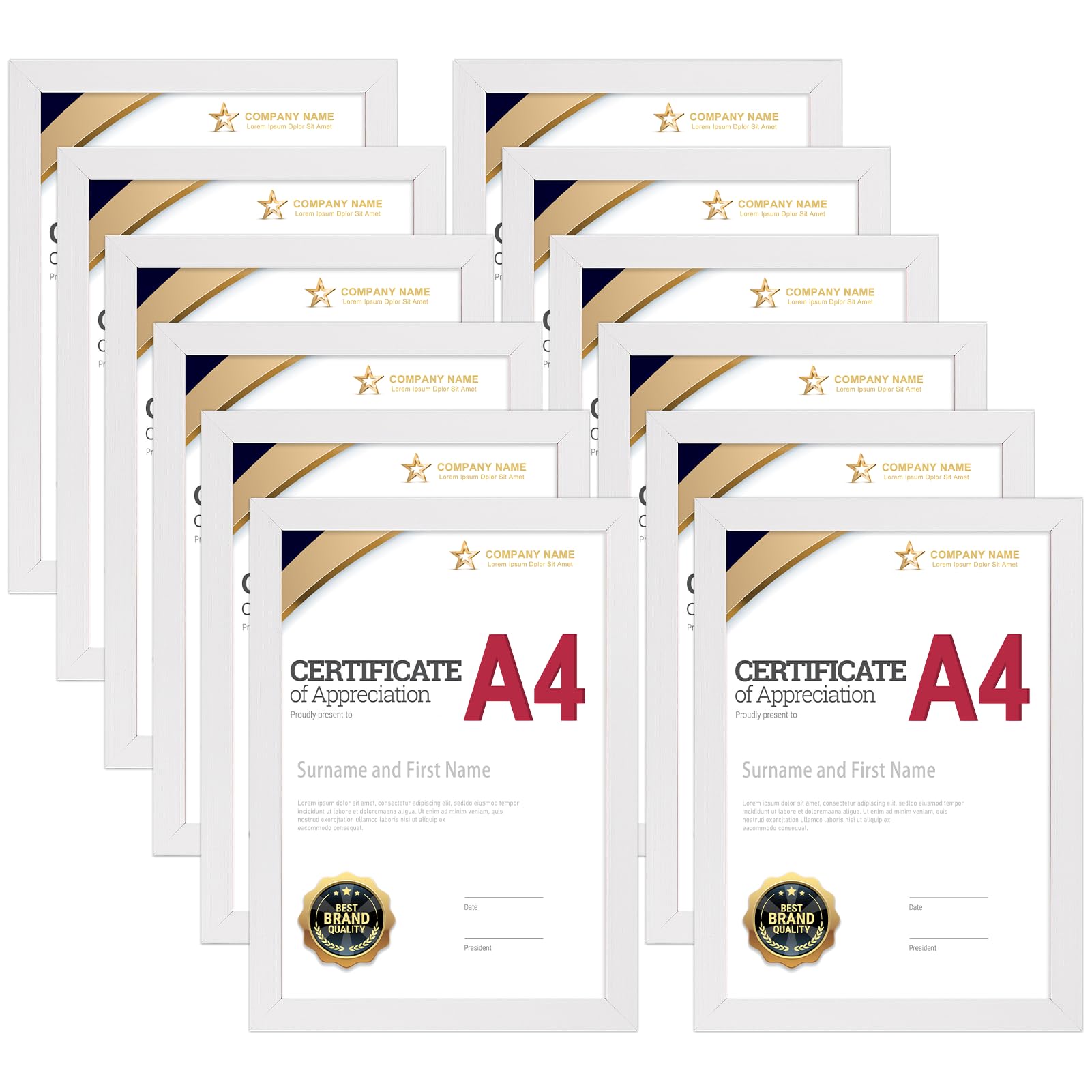 Giftgarden Confezione da 12 Cornici per Foto A4, Bianche