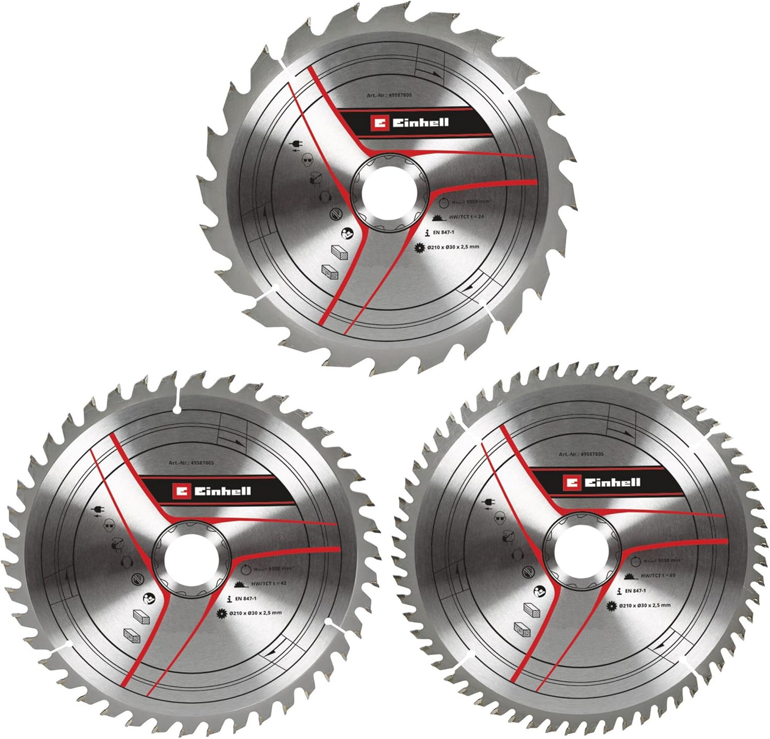 kwb by Einhell - Set 3 Lame per Sega Circolare 210x30mm