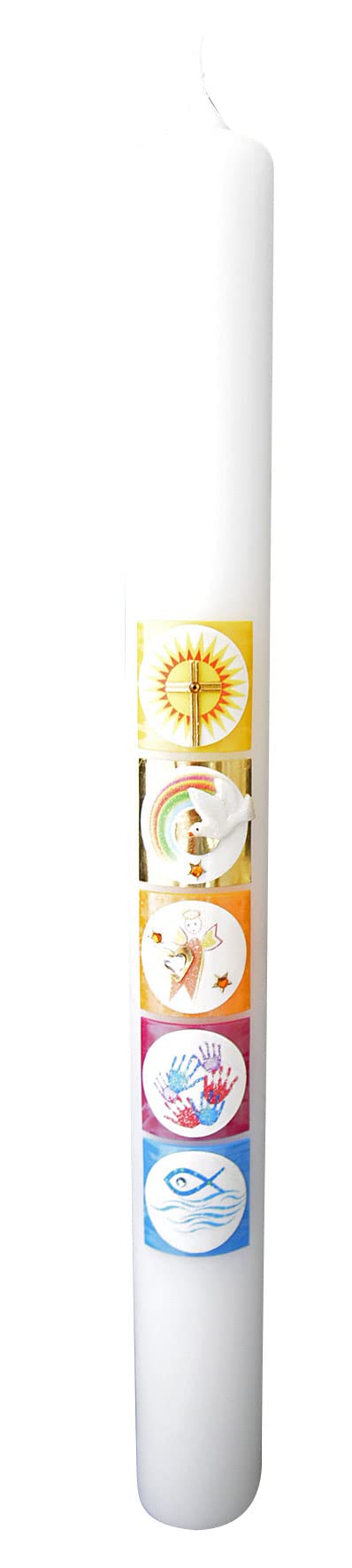 Candela per battesimo o comunione circa 400/40 mm, multicolore
