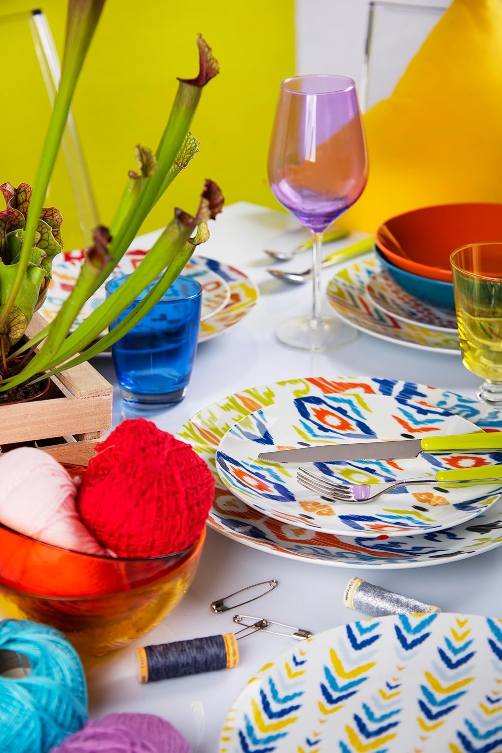 Excelsa Ikat Servizio Piatti 18 Pezzi, Multicolore - immagine 4