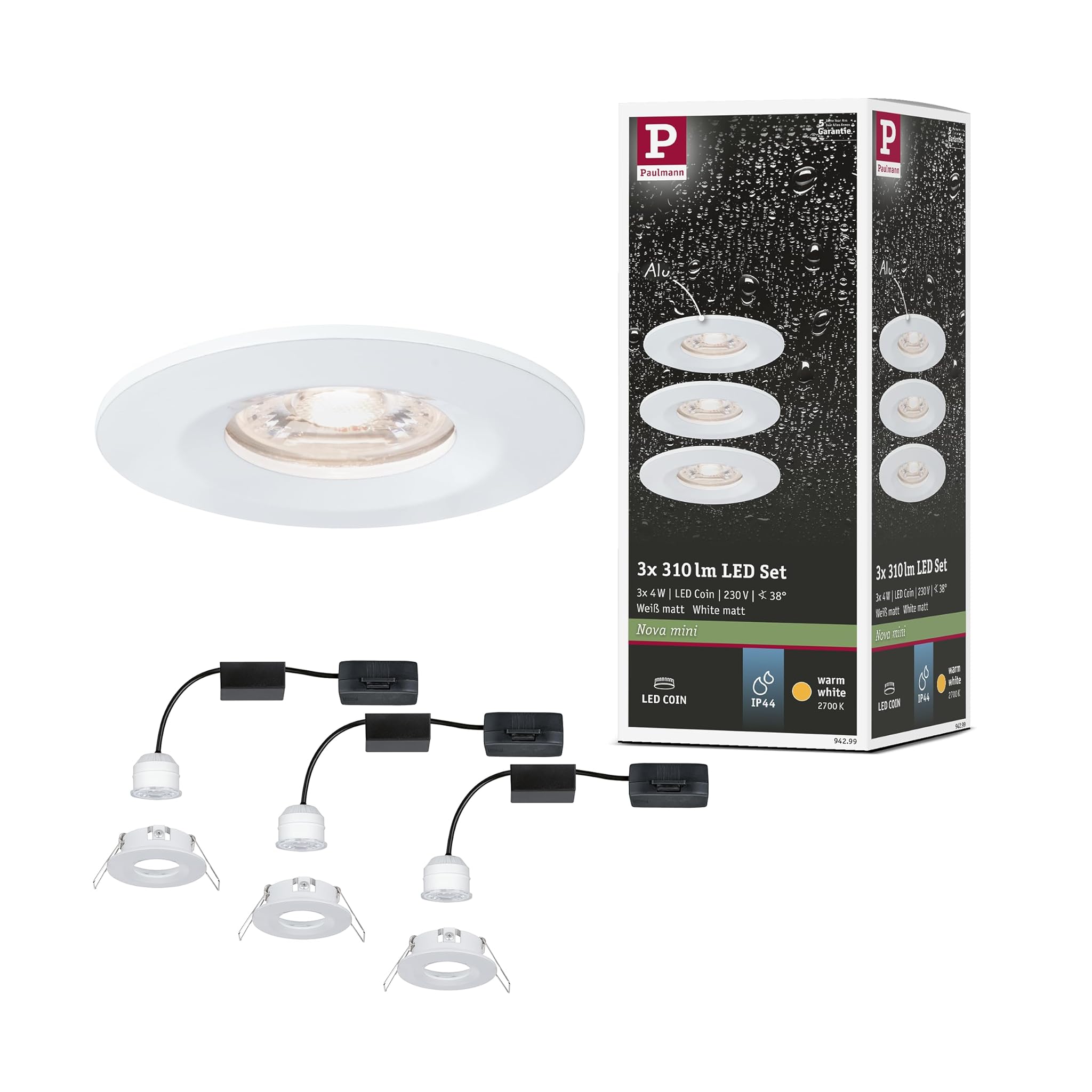 Paulmann 94299 Nova mini Plus - 3 Faretti LED da Incasso
