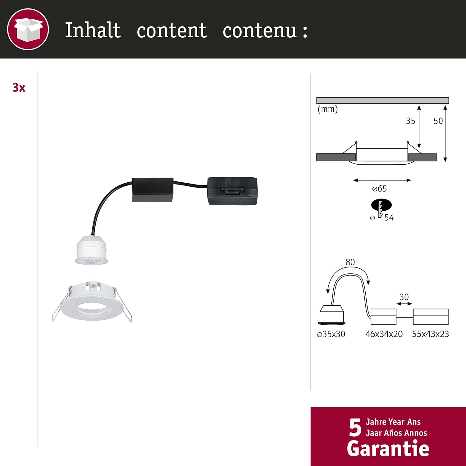 Paulmann 94299 Nova mini Plus - 3 Faretti LED da Incasso - immagine 2
