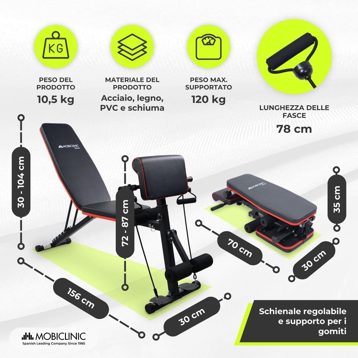 Mobiclinic® Panca Palestra Pieghevole Multifunzione - immagine 2