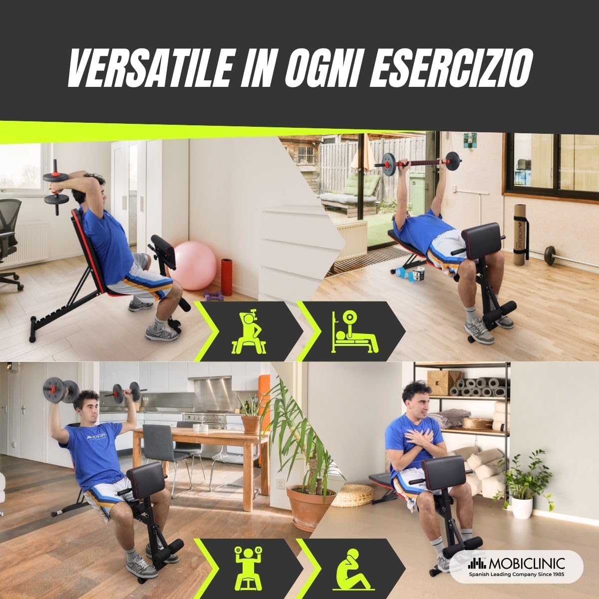 Mobiclinic® Panca Palestra Pieghevole Multifunzione - immagine 4