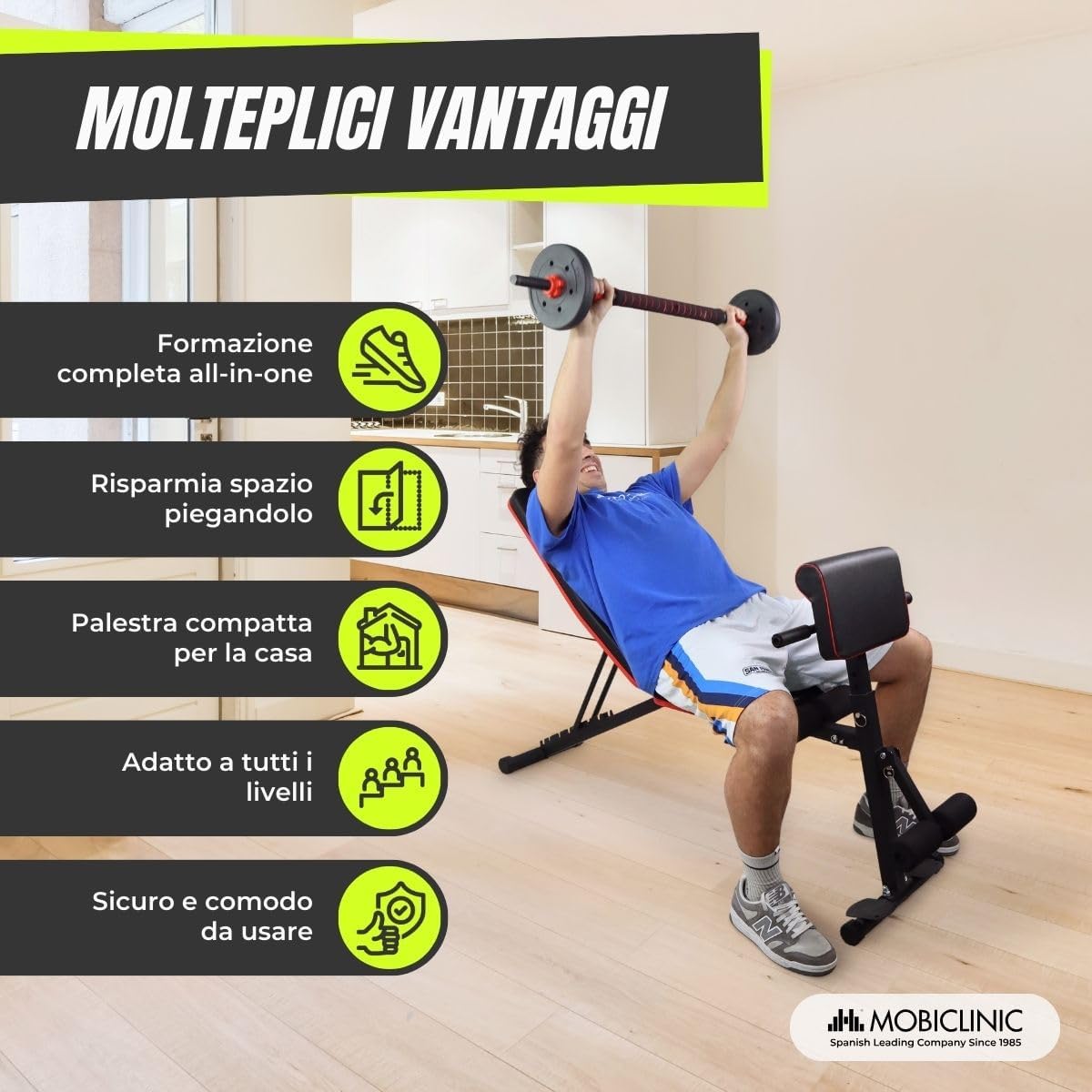 Mobiclinic® Panca Palestra Pieghevole Multifunzione - immagine 8