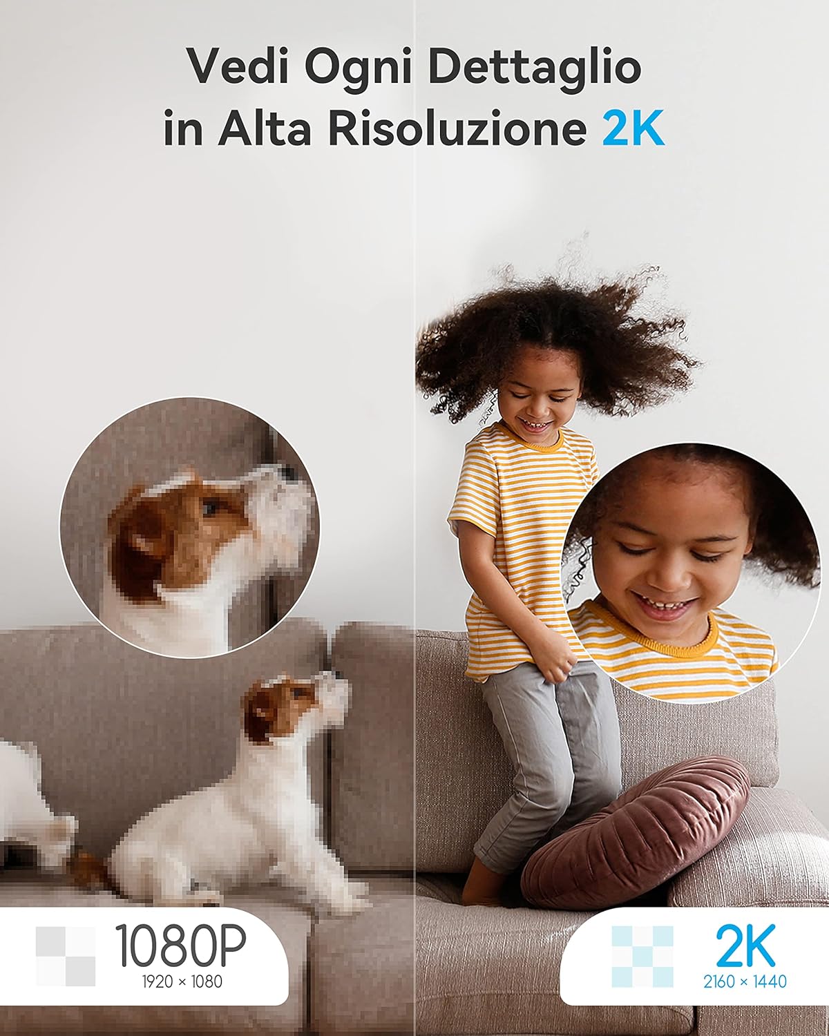 Blurams Telecamera Wifi Interna 2K 360° - immagine 5
