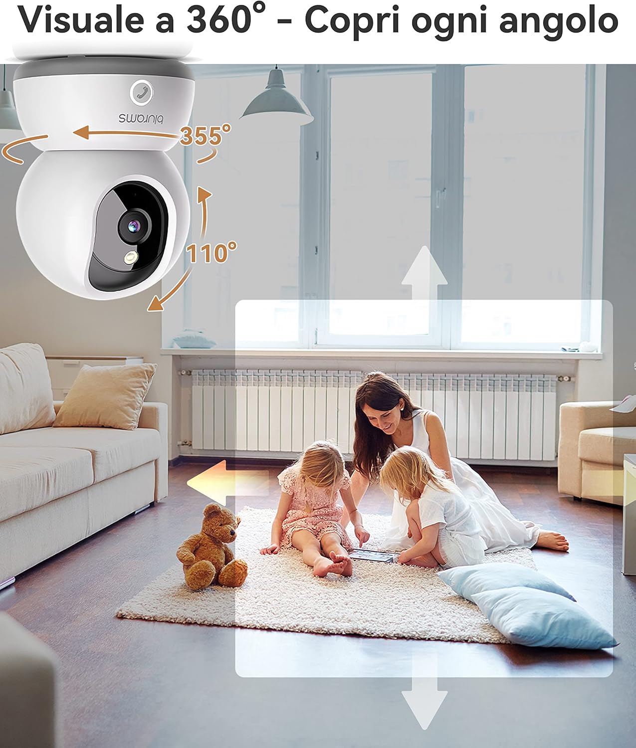 Blurams Telecamera Wifi Interna 2K 360° - immagine 6