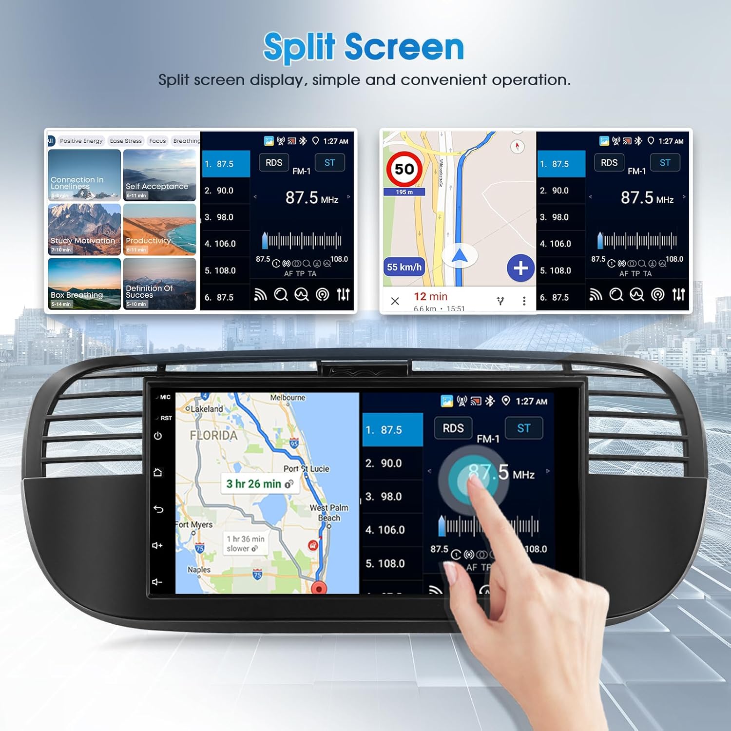 Autoradio Android Motorsi 4G+64G per Fiat 500 (2007-2015) - immagine 5