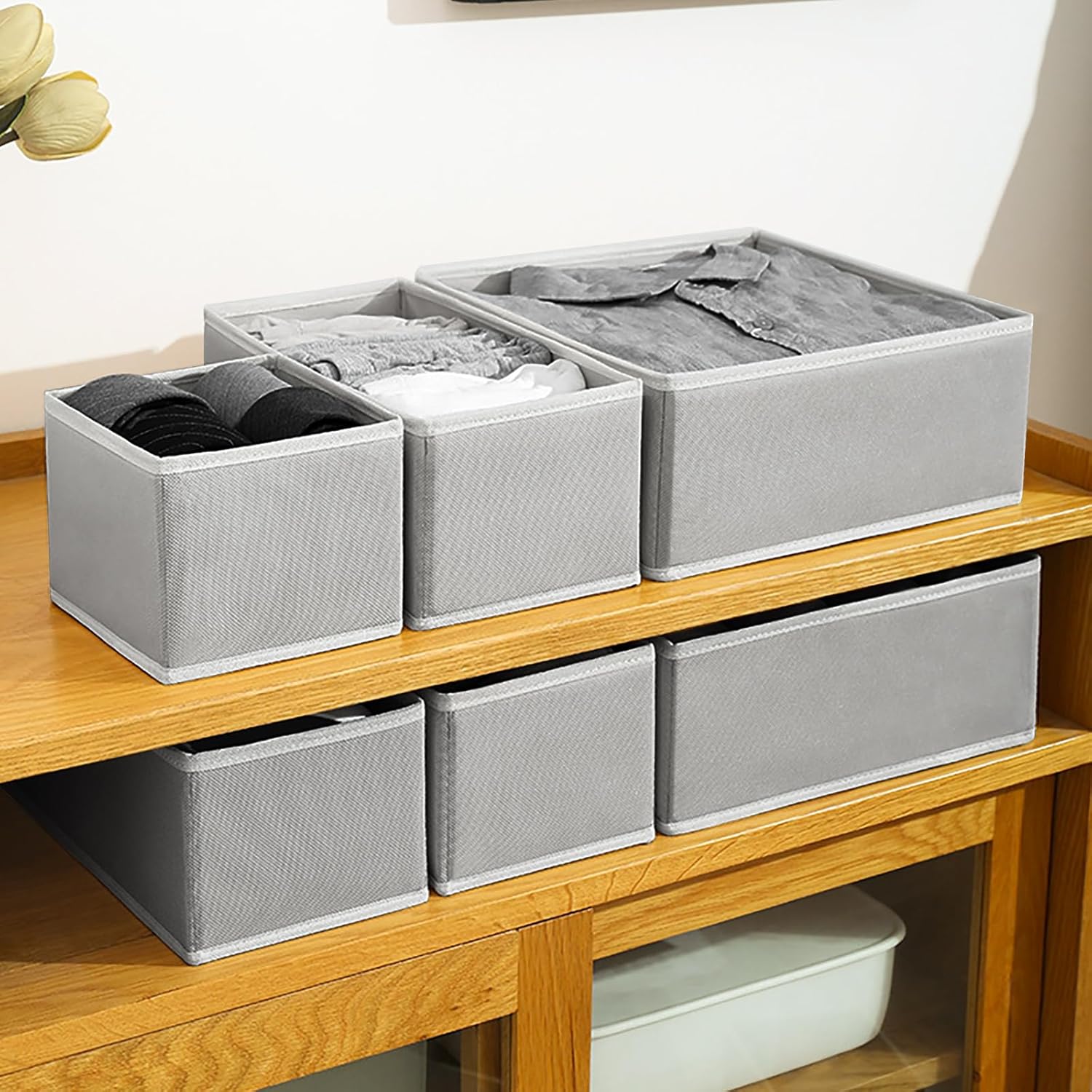 Organizzatori per Cassetti Pieghevoli 12 pz, Grigio - immagine 2