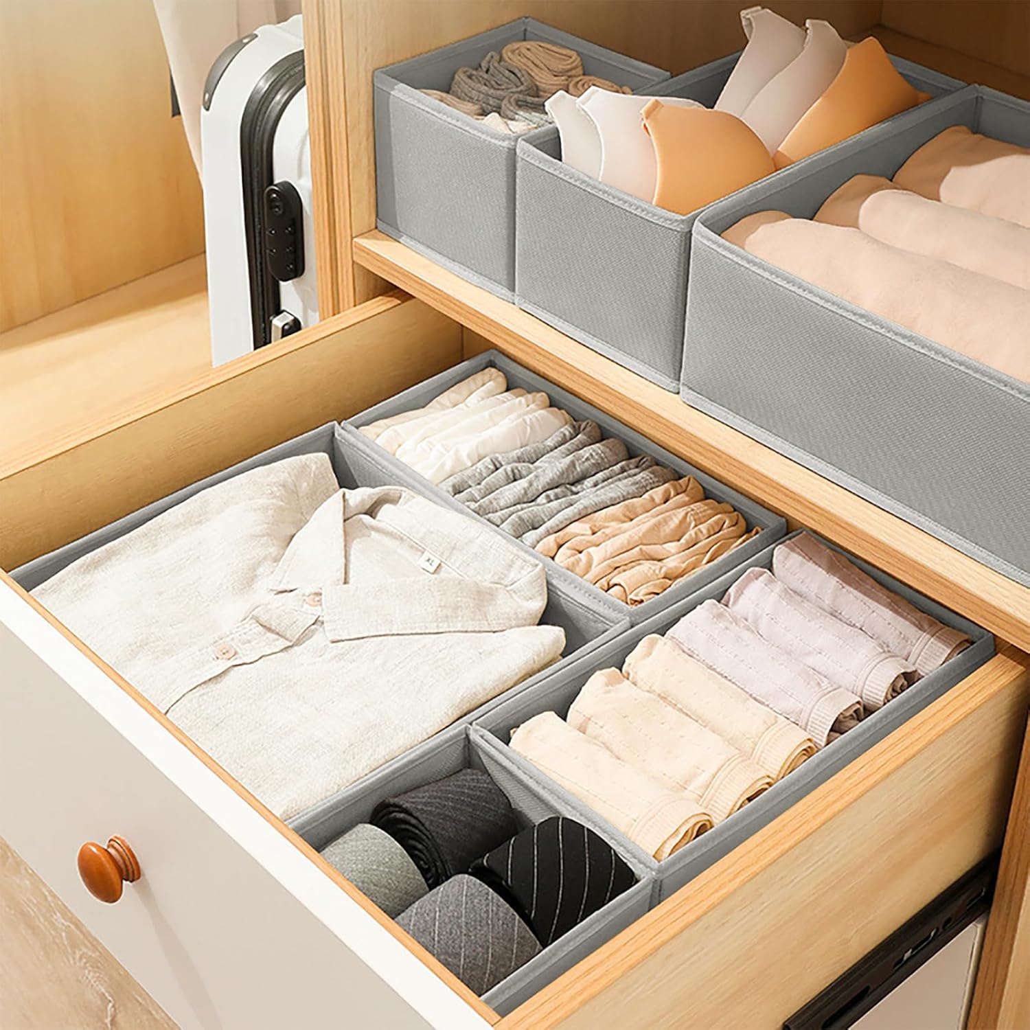 Organizzatori per Cassetti Pieghevoli 12 pz, Grigio - immagine 6