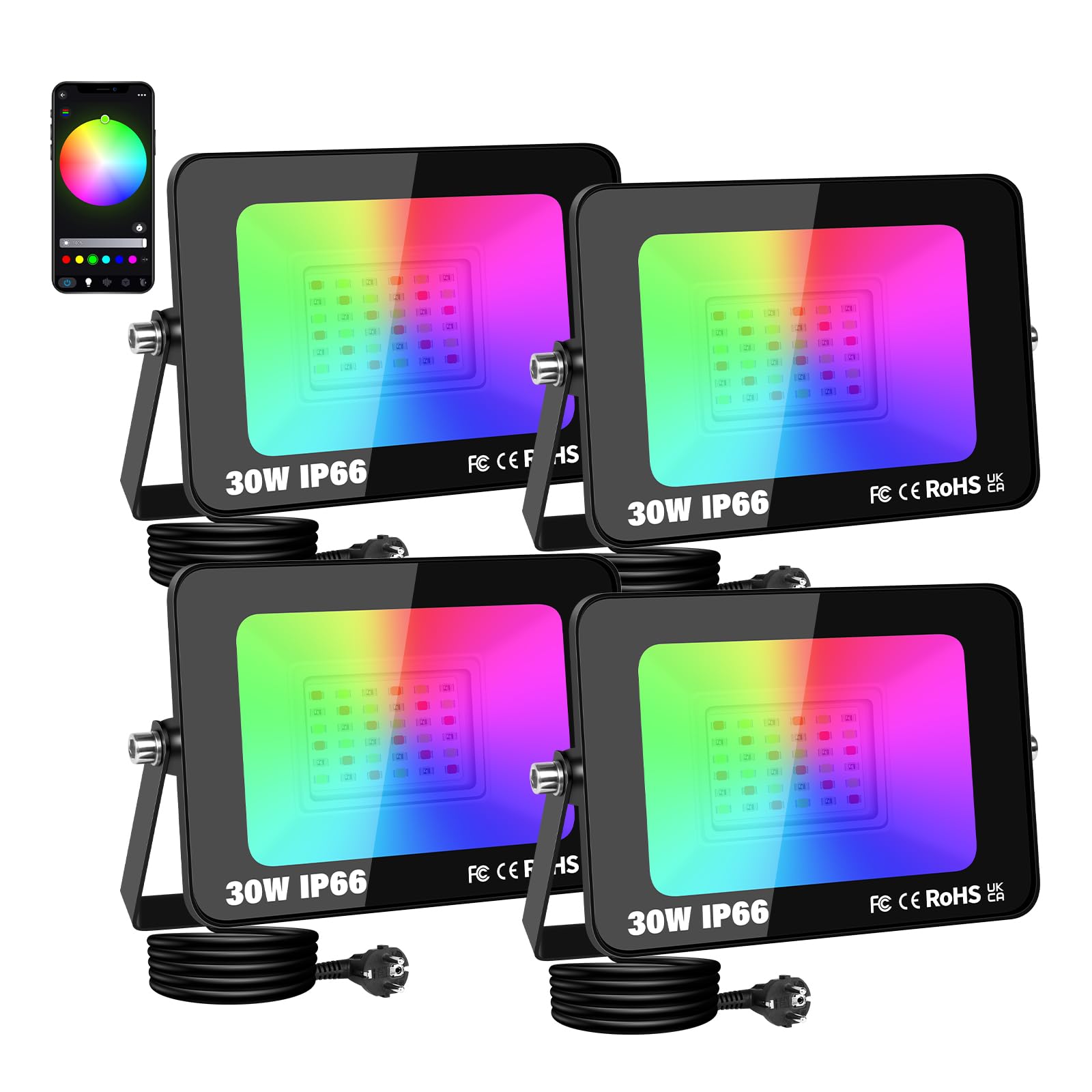 RIGIDON 4x Faretto LED RGB Smart 30W 3000LM