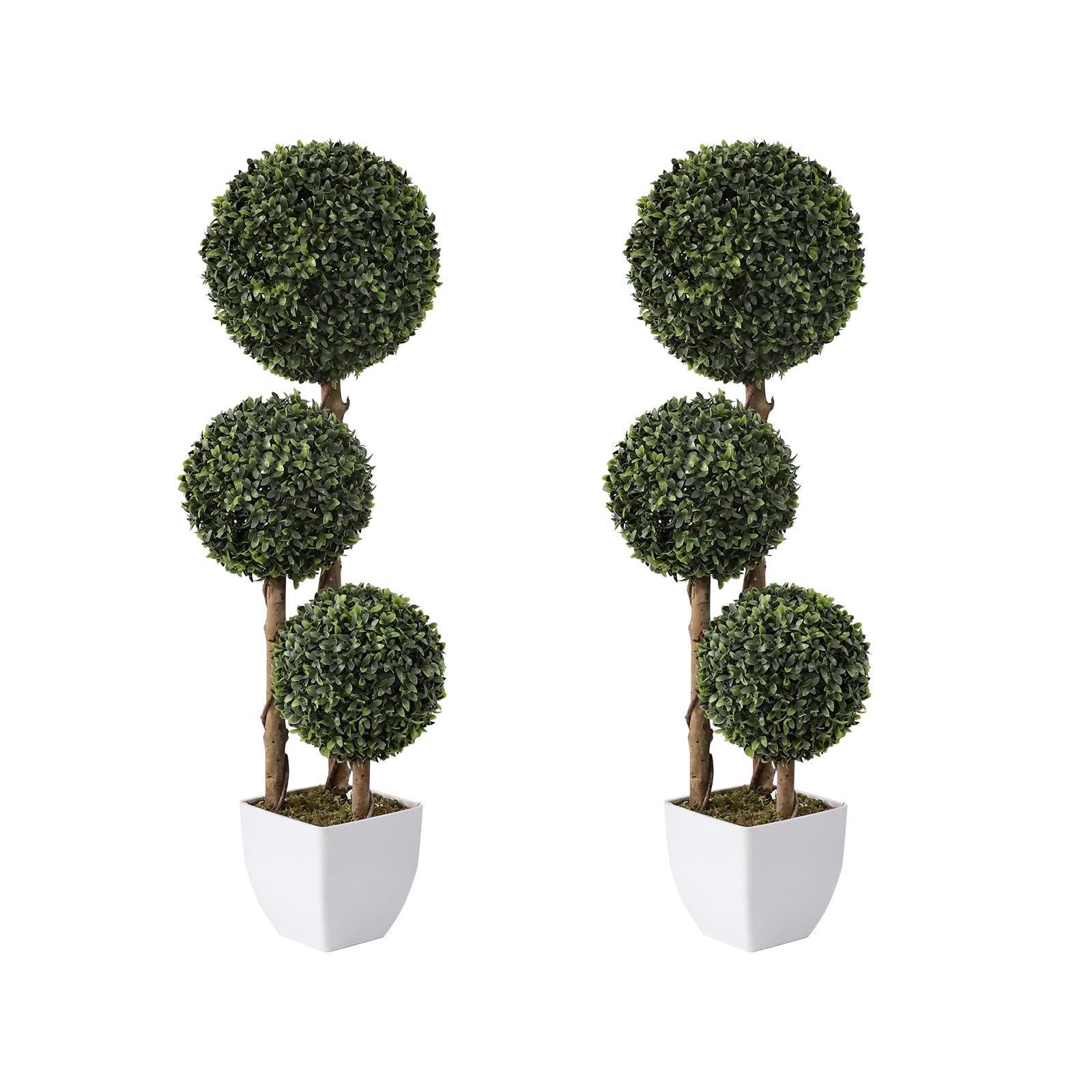 Set 2 Alberi di Bosso Artificiale Topiaria 90 cm