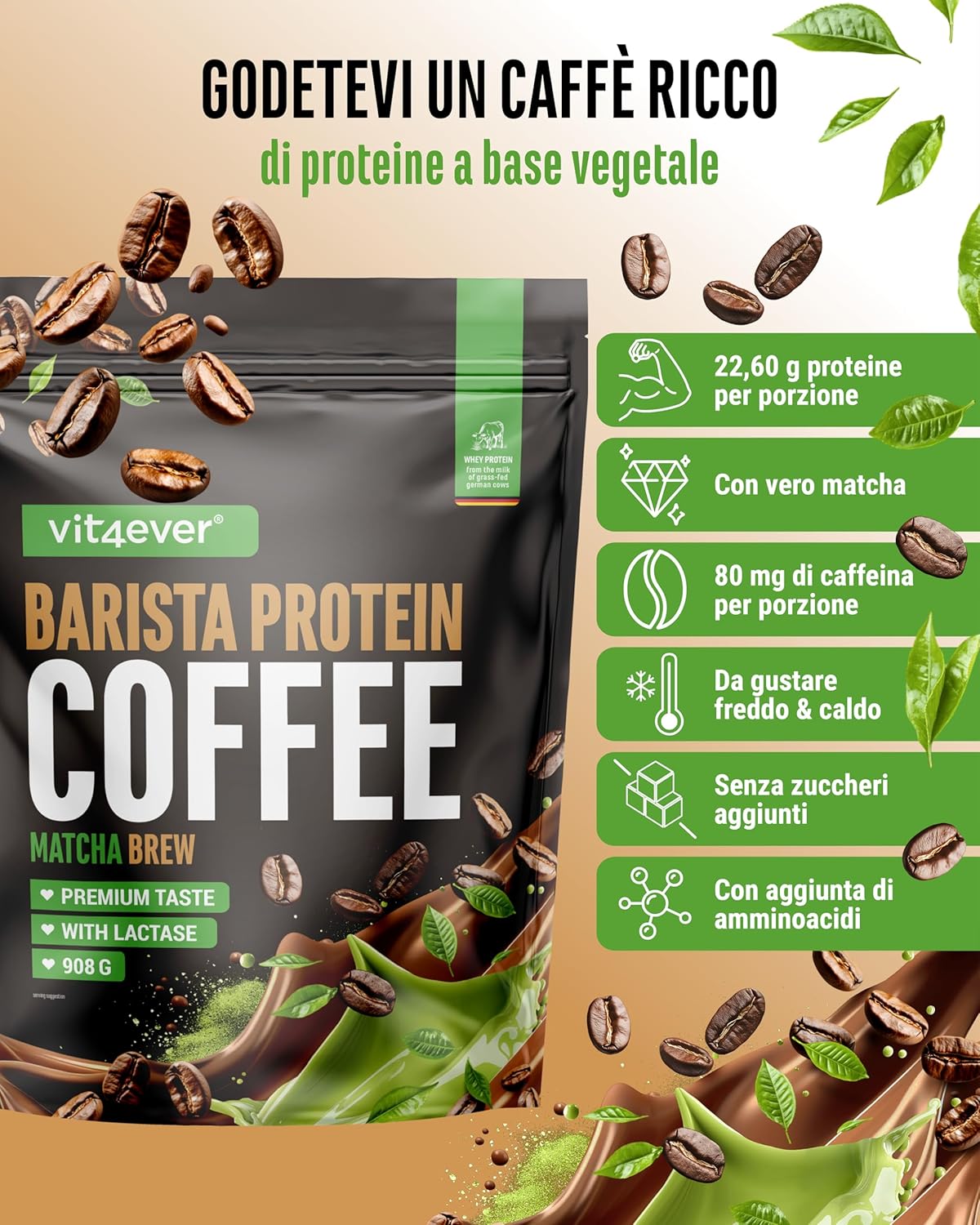 Barista Protein Coffee - Vegan Caffè Proteico 908g - immagine 2