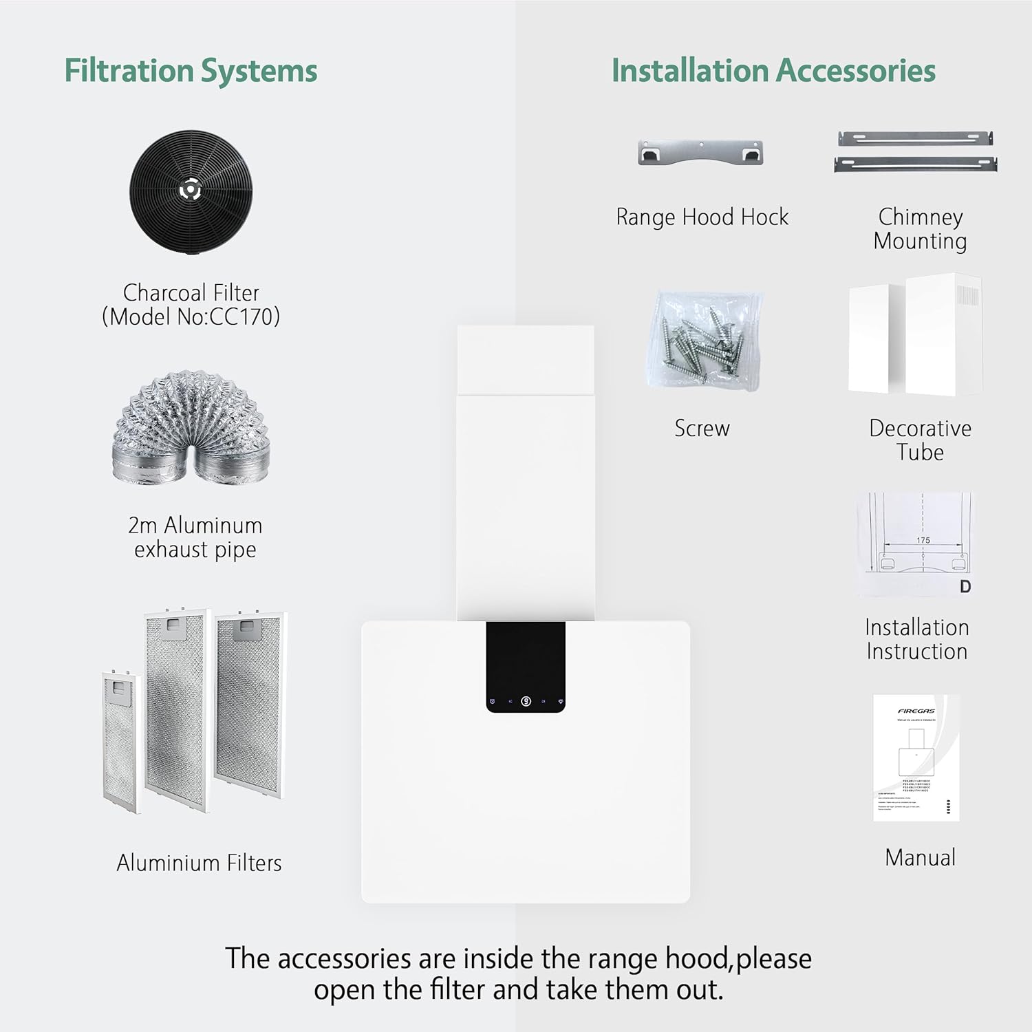 Firegas Cappa da Cucina 60 cm 532,4 m³/h - immagine 8