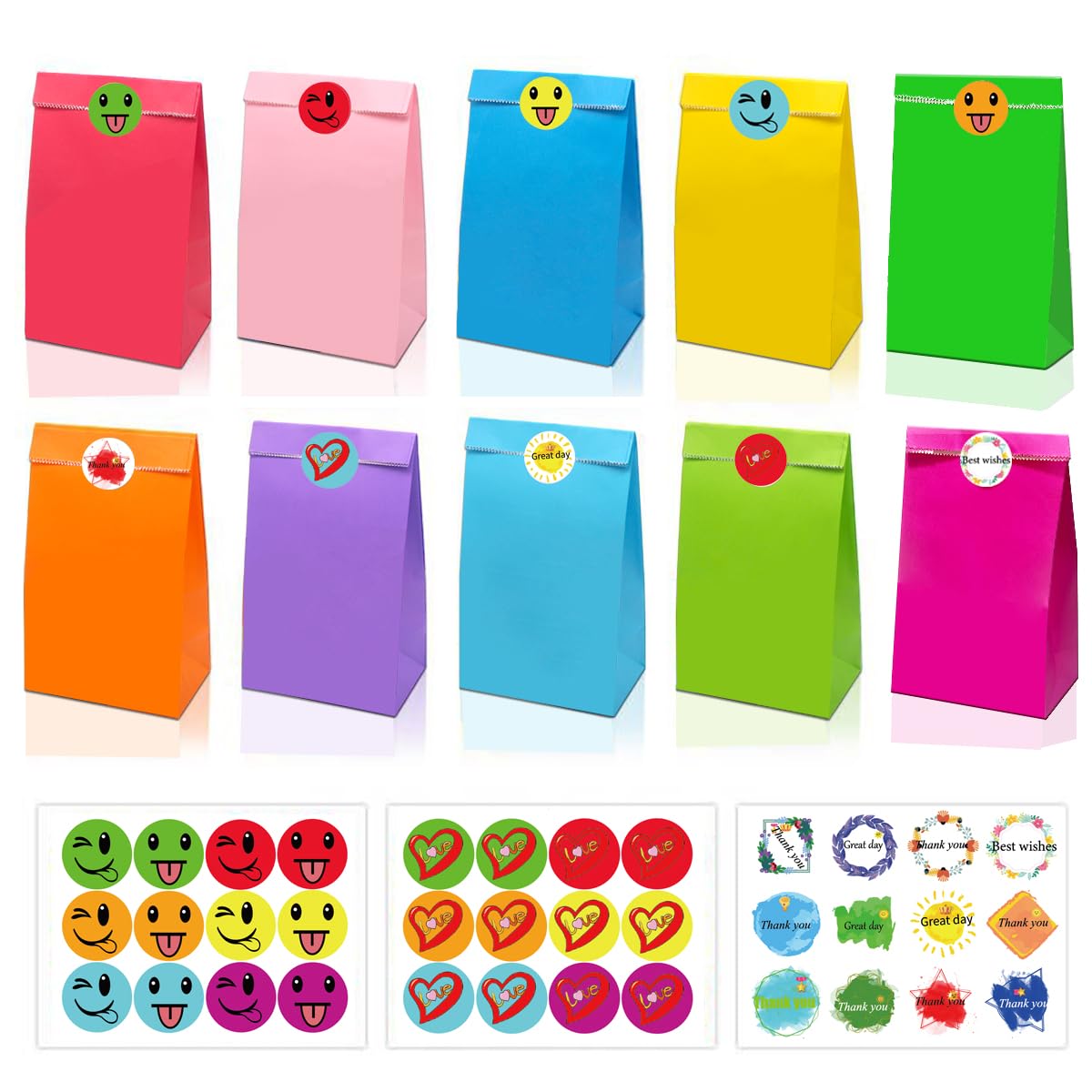 Rluobo 40 Sacchetti Regalo di Carta con Adesivi