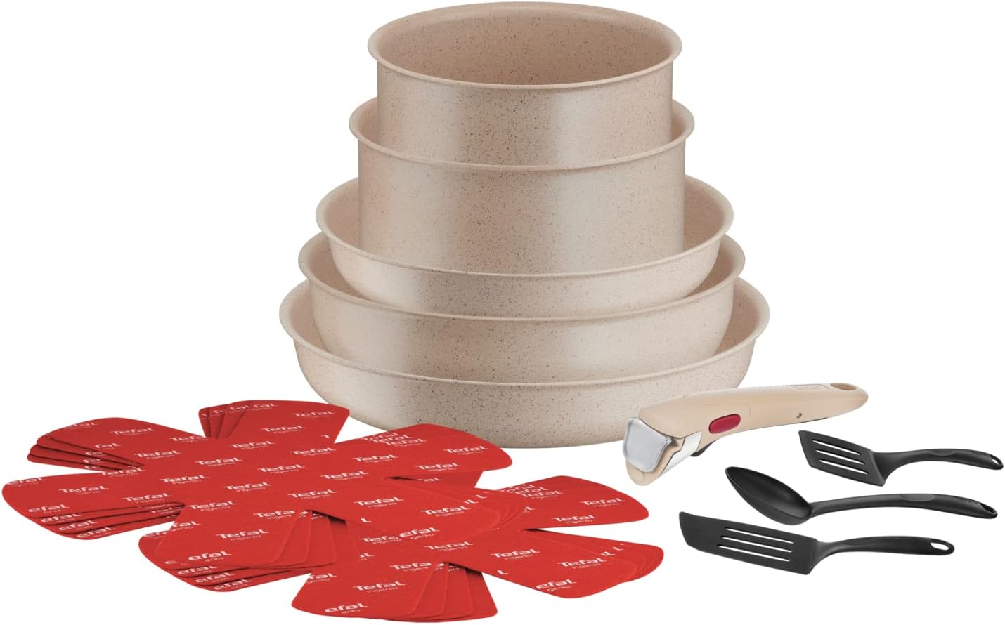 Tefal Ingenio Delight L7839002 - Set di pentole da 17 pezzi, padelle, casseruole, induzione, rivestimento antiaderente, indicatore di temperatura, impilabile, lavabile in lavastoviglie, prodotto in