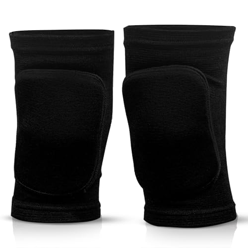 Generico Ginocchiere Pallavolo Nere Unisex Protezione Antiurto 22cm – Ginocchiera Sportiva Elastica e Traspirante 39-44cm Knee Brace Fascia Ginocchio per Sport Indoor