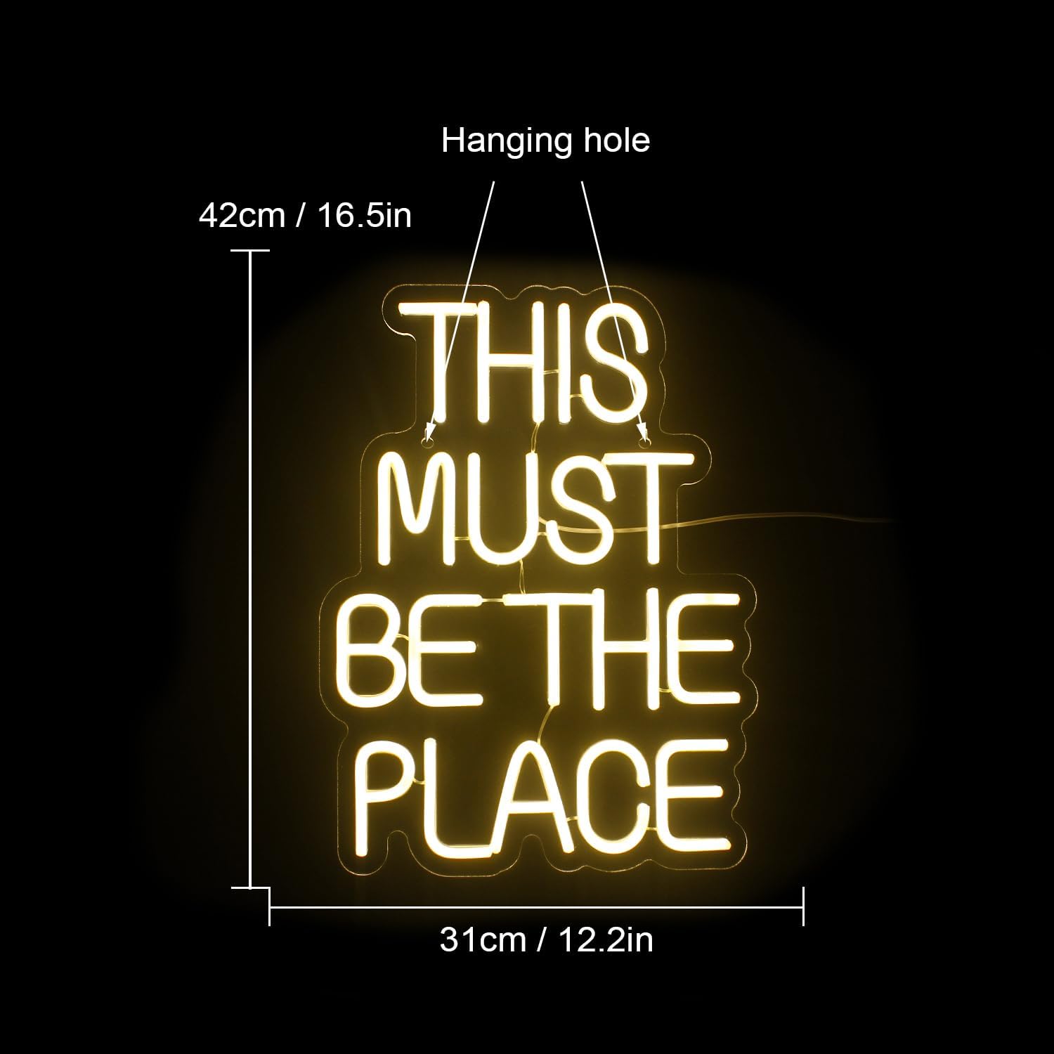 This Must Be The Place - Cartello Neon LED Bianco Caldo - immagine 2