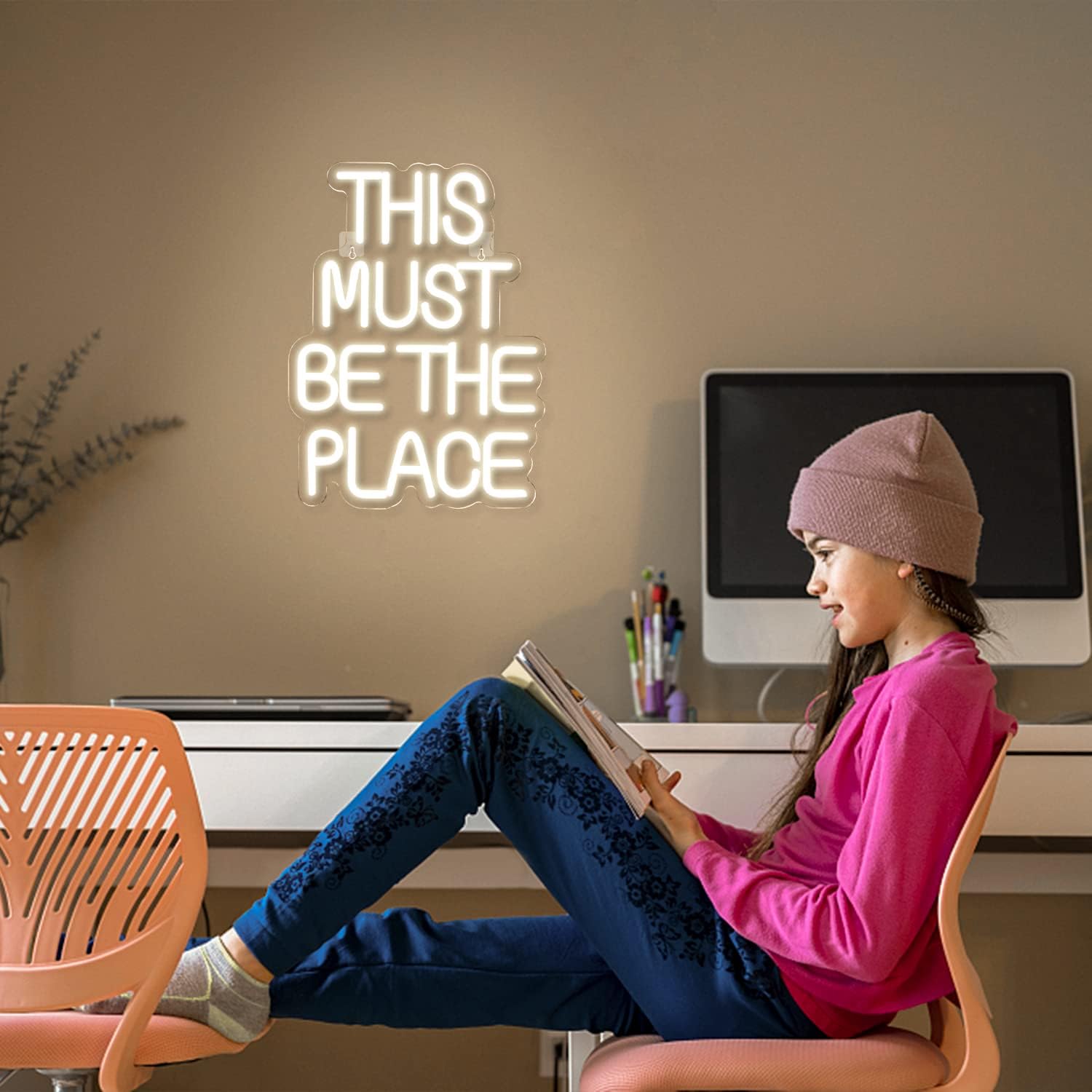 This Must Be The Place - Cartello Neon LED Bianco Caldo - immagine 4