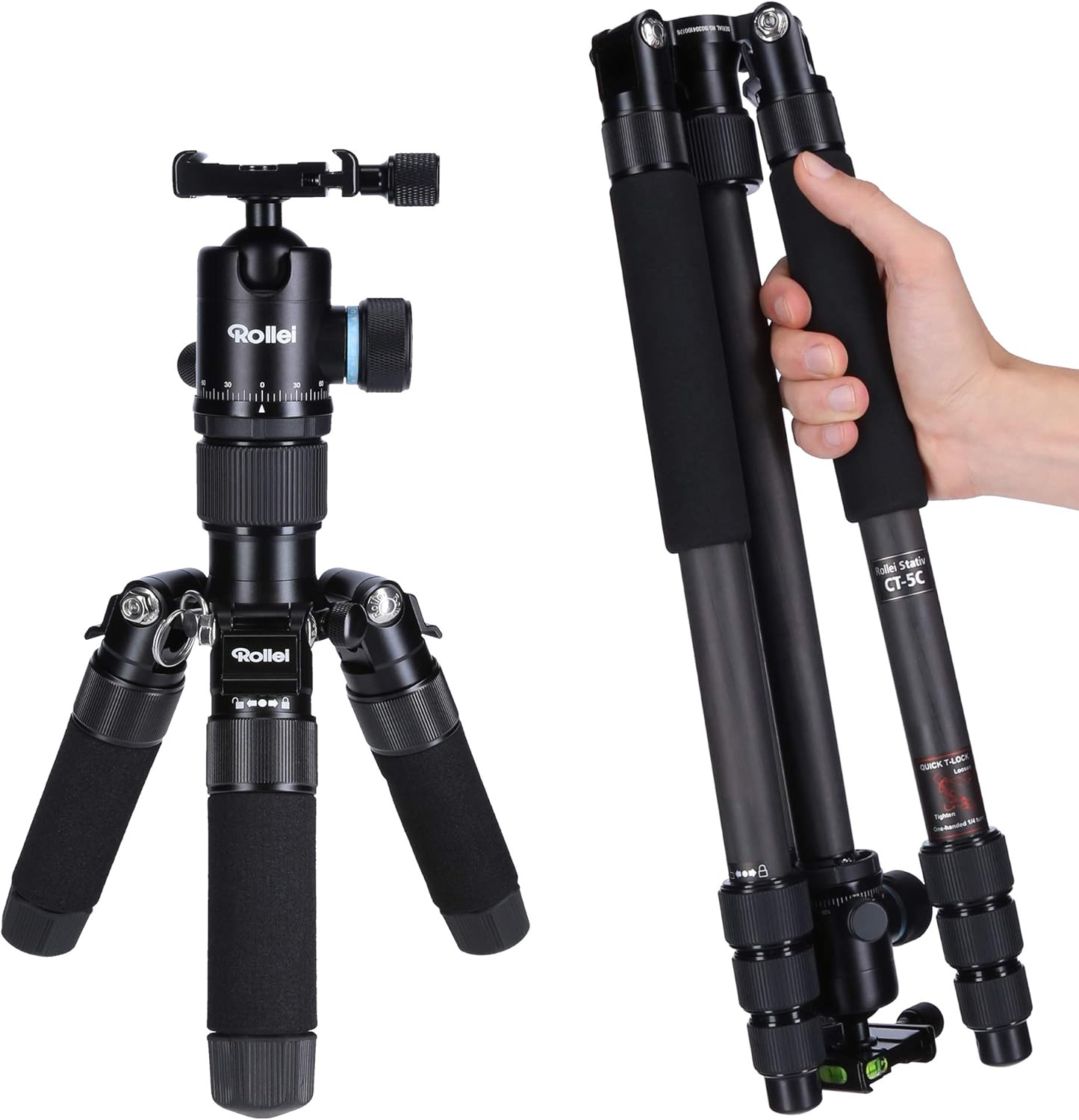 Rollei CT-5C - Treppiede Compatto con Testa a Sfera, Nero - immagine 1