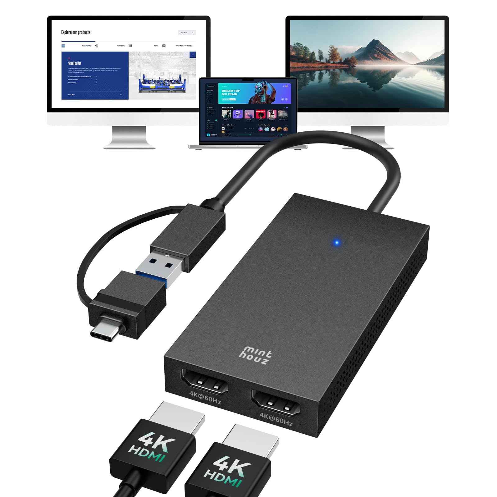 Minthouz Adattatore USB C Dual HDMI