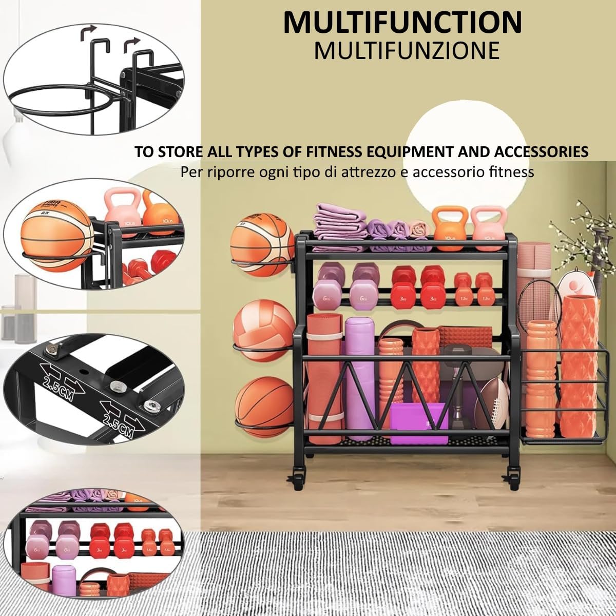 Rastrelliera per Manubri con Ruote - immagine 2