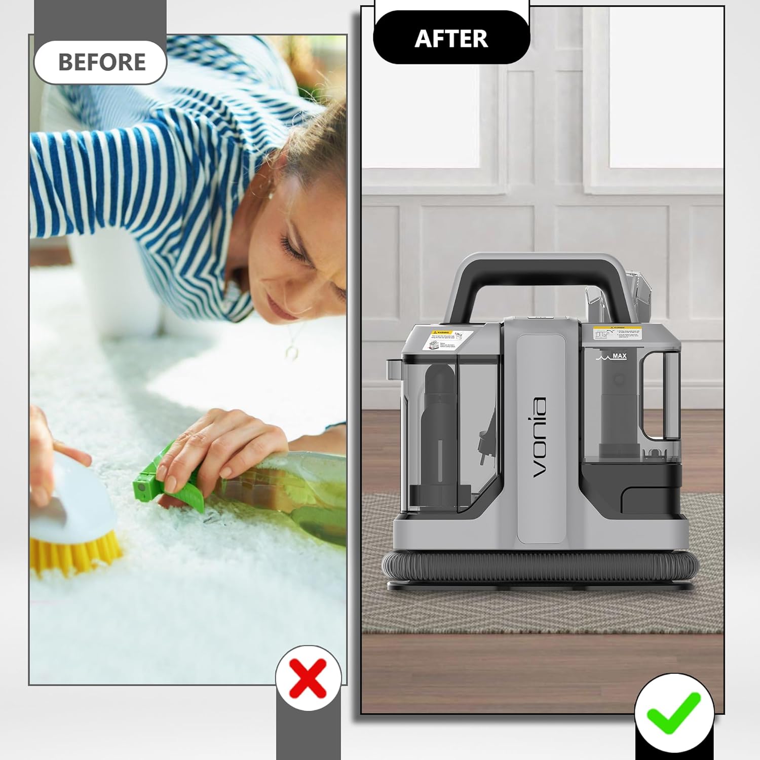 Vonia Lavatappeti Portatile 450W, Grigio - immagine 6