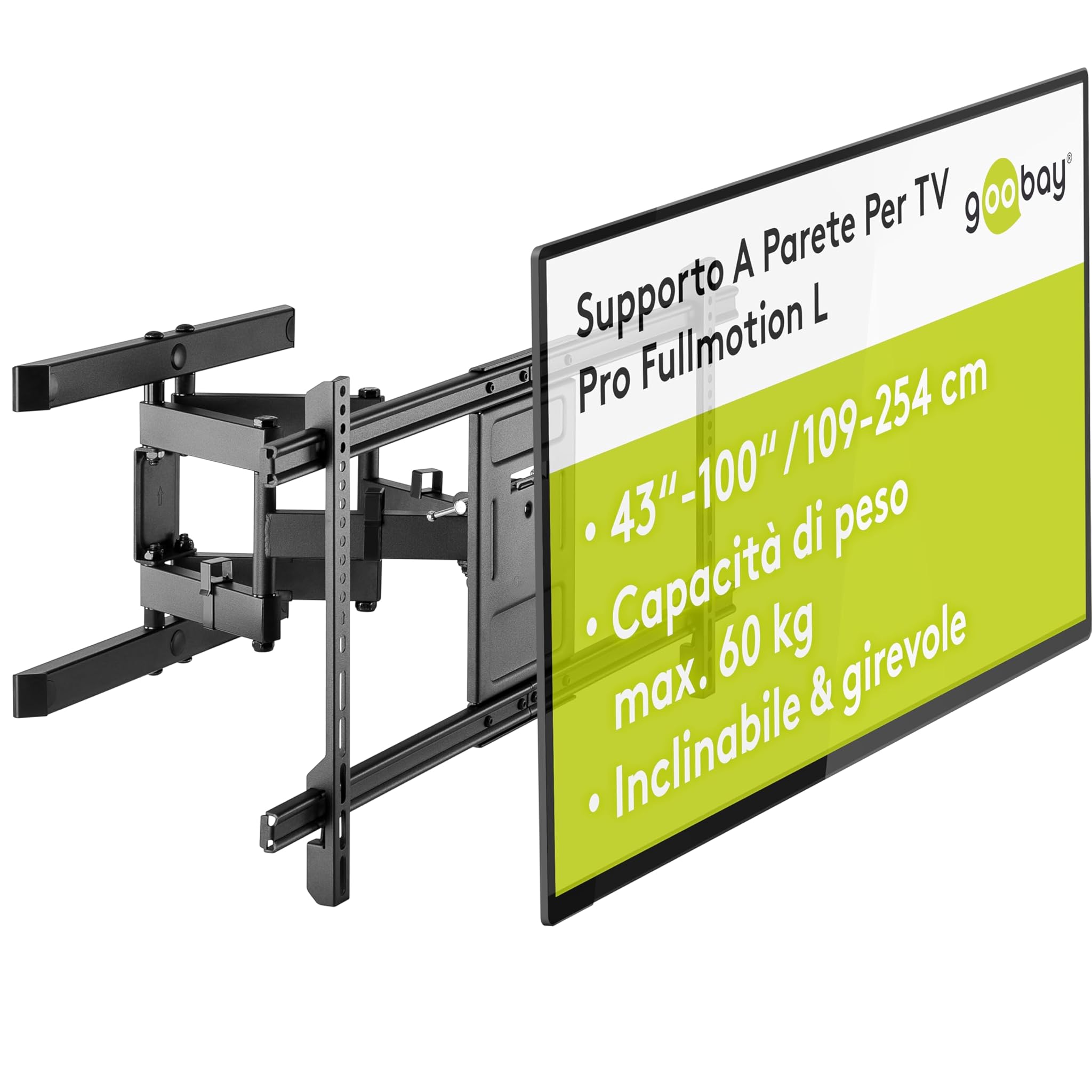 Goobay 49746 - Supporto TV da Parete FULLMOTION XL