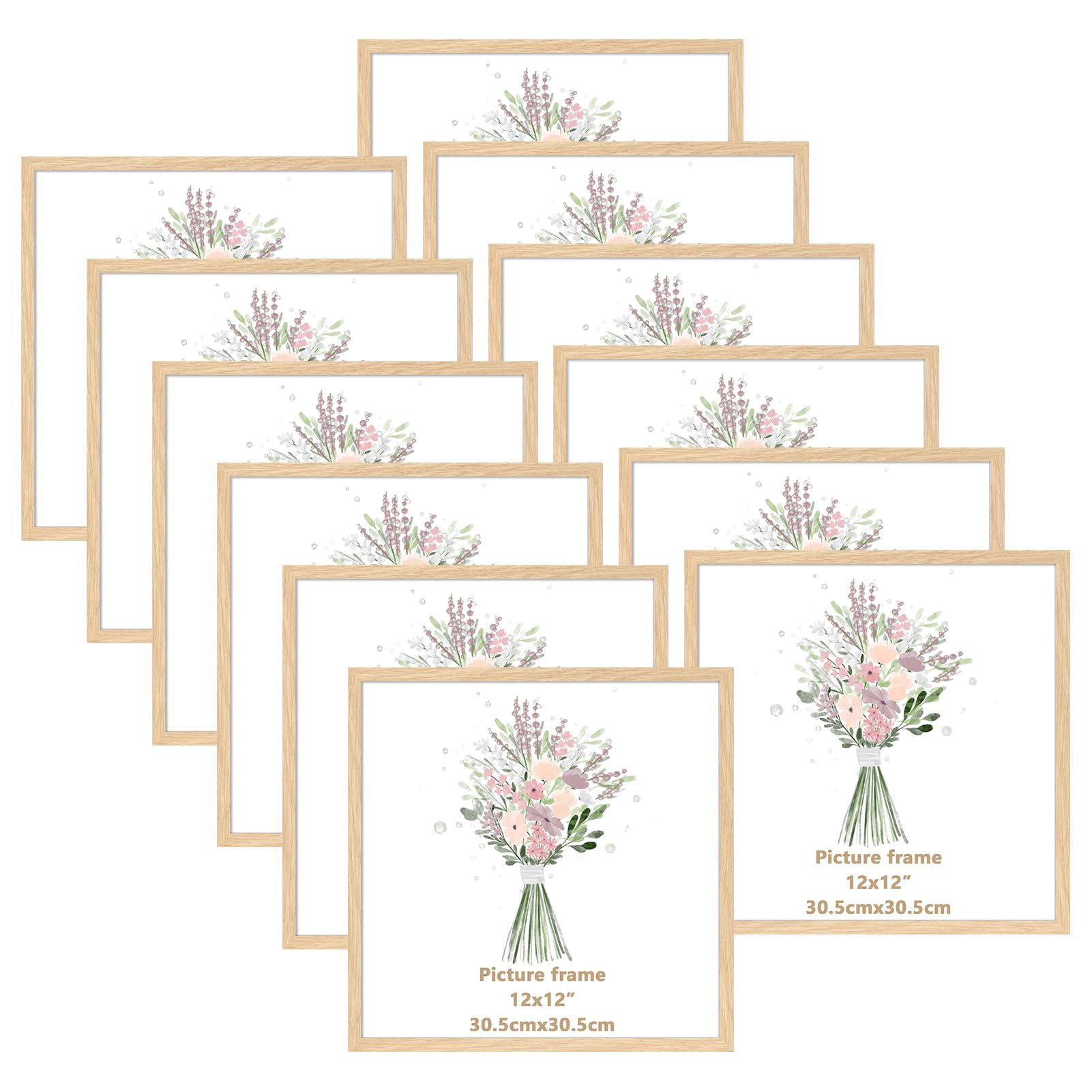 Giftgarden Cornice 30x30 in Legno Naturale (Set 12)