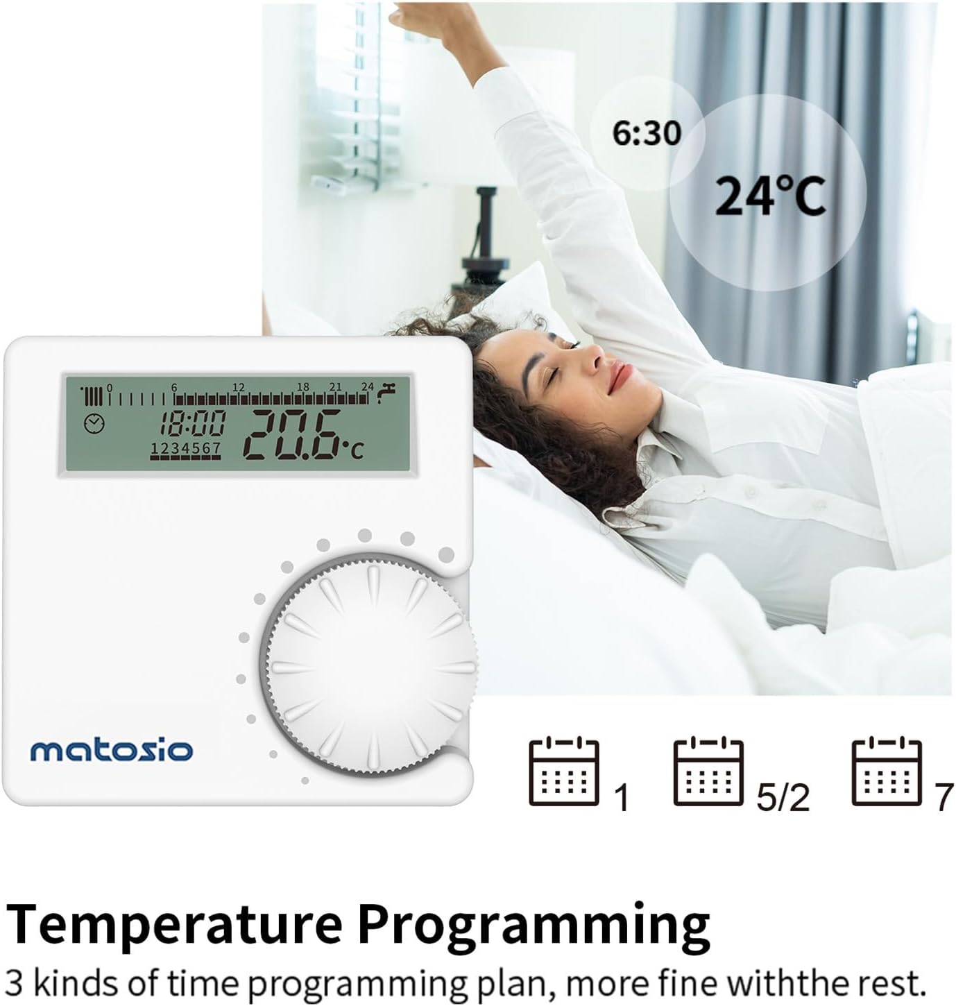 Matosio TH611 - Termostato Programmabile Wireless, Bianco - immagine 4