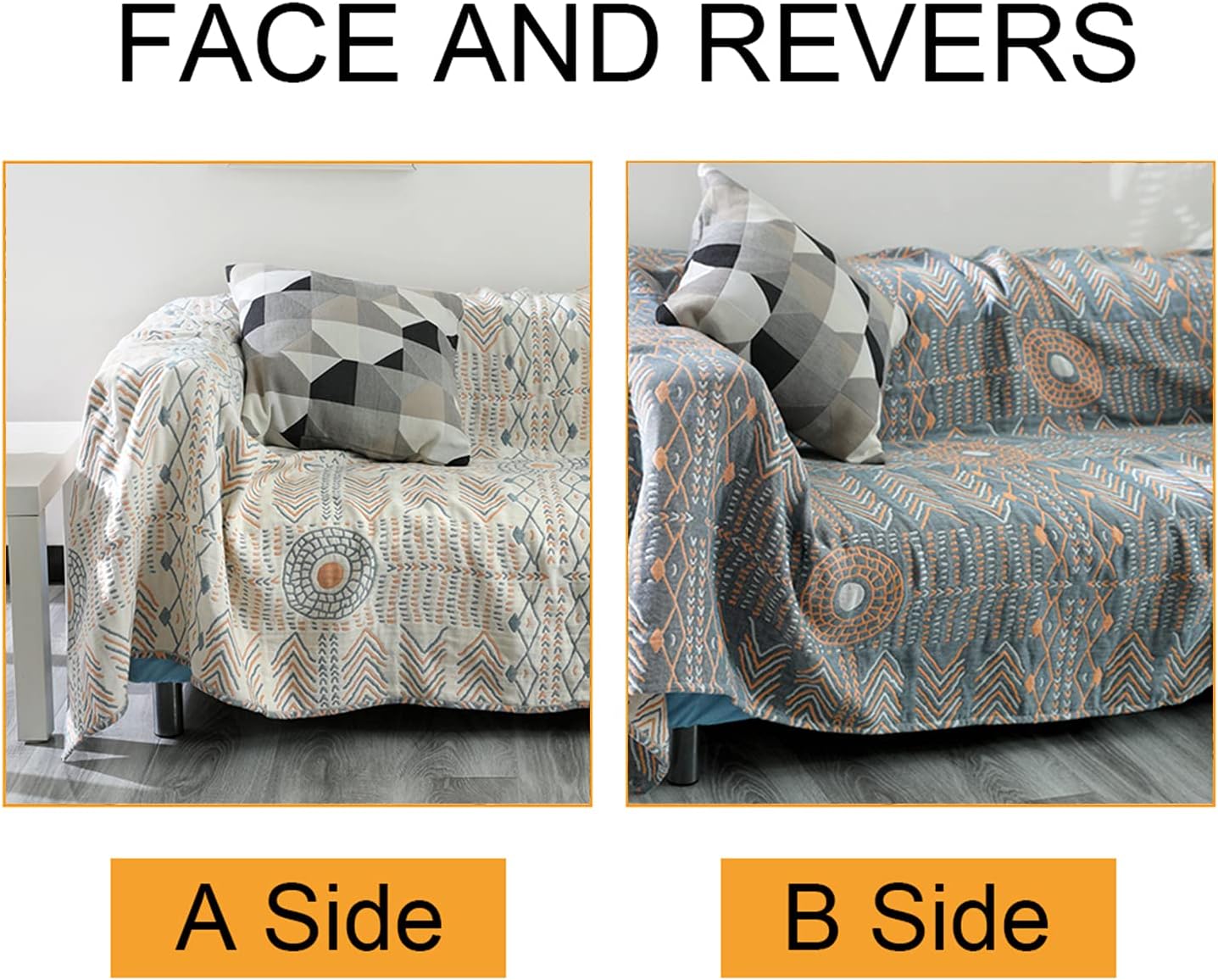 Coperta in Cotone 200x230 cm - Grigio/Beige - immagine 2