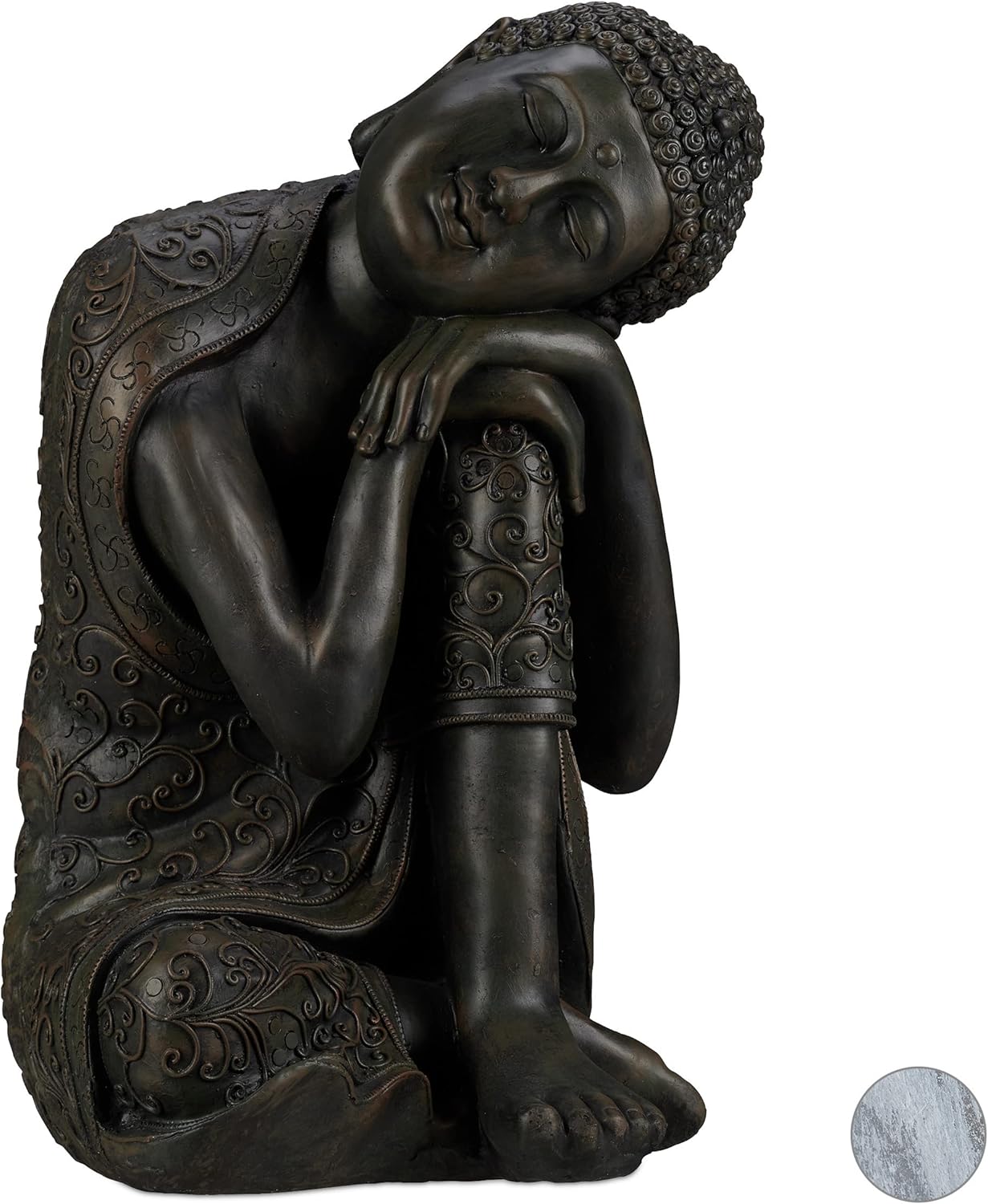 Relaxdays Statua Buddha con Testa Piegata XL 60cm - immagine 1
